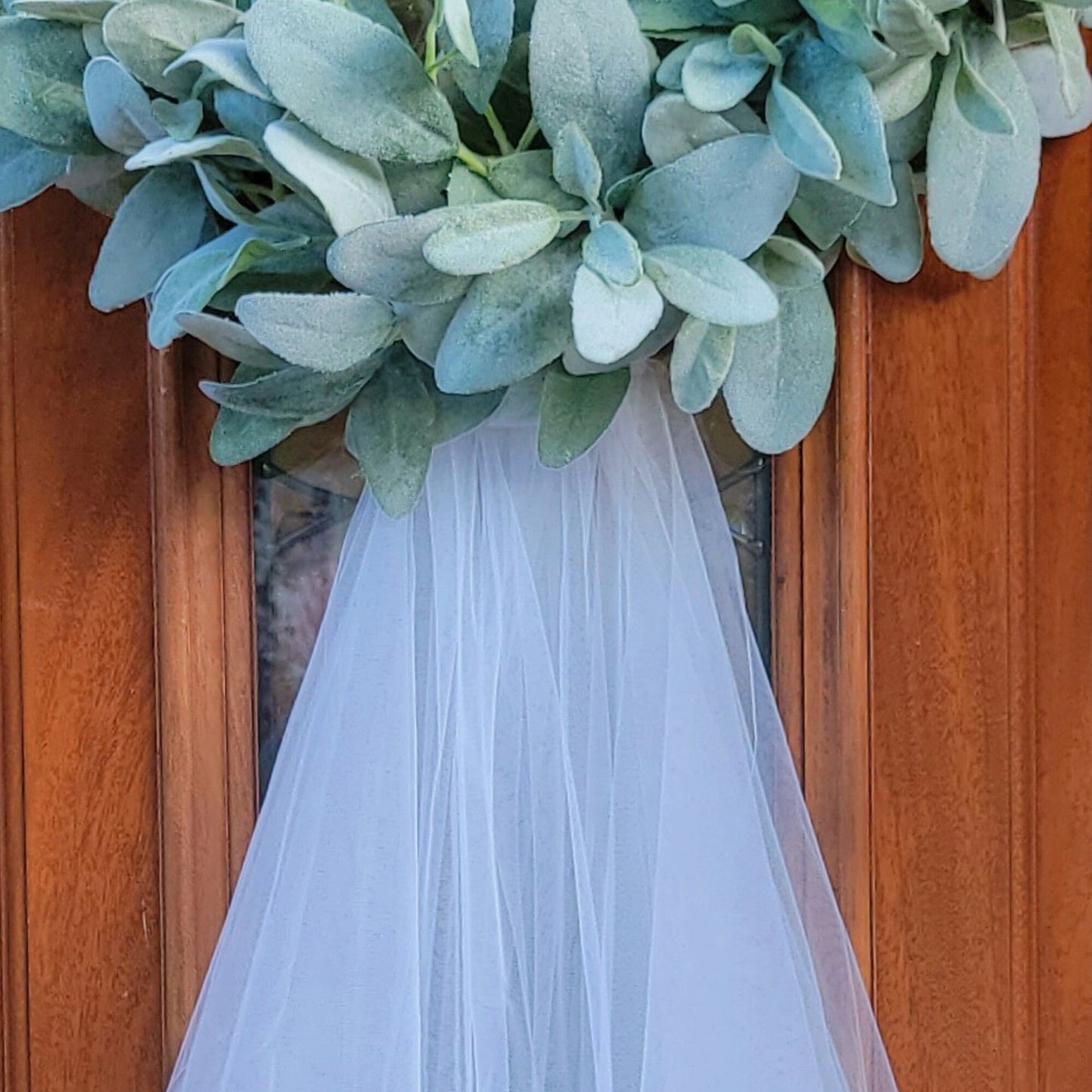 Wedding Day Front Door Wreath, Bridal Shower Decoration, Lambs Ear Year Round Greenery Door Decor, Gift Idea For Bride To Be