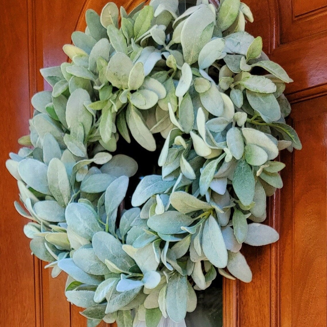 Wedding Day Front Door Wreath, Bridal Shower Decoration, Lambs Ear Year Round Greenery Door Decor, Gift Idea For Bride To Be