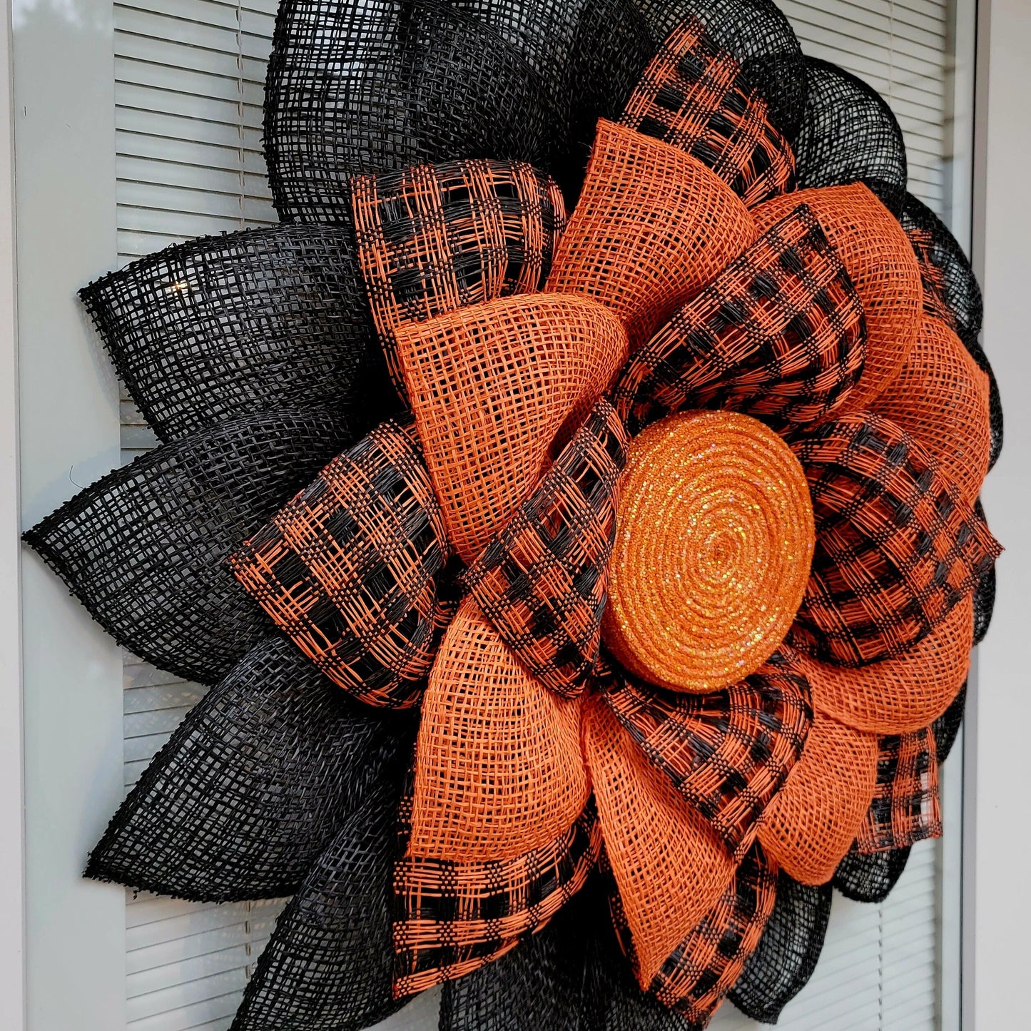 Outdoor Sunflower Wreath For Front Door, Double Door, Spring Summer Fall Porch Decor, Halloween Wall Decoration, Orange Flower, Home Gift