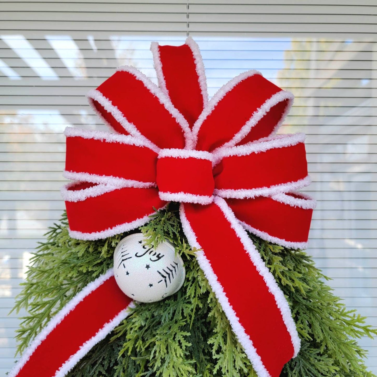Outdoor Christmas Wreath For Front Door, Double Doors & Porch Decor, Large Outside Xmas Holiday Evergreen Real Touch Cedar Tree Bells Swag