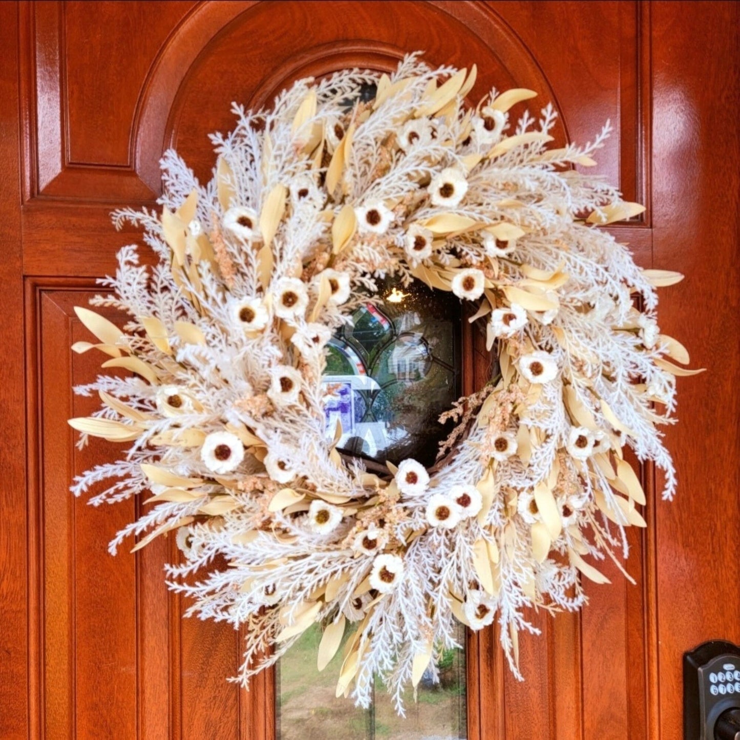 Fall Wreath For Front Door, Double Door, Indoor Outdoor Seasonal Wall Decoration, Year Round Everyday Porch Decor, Unique Home Gift Ideas