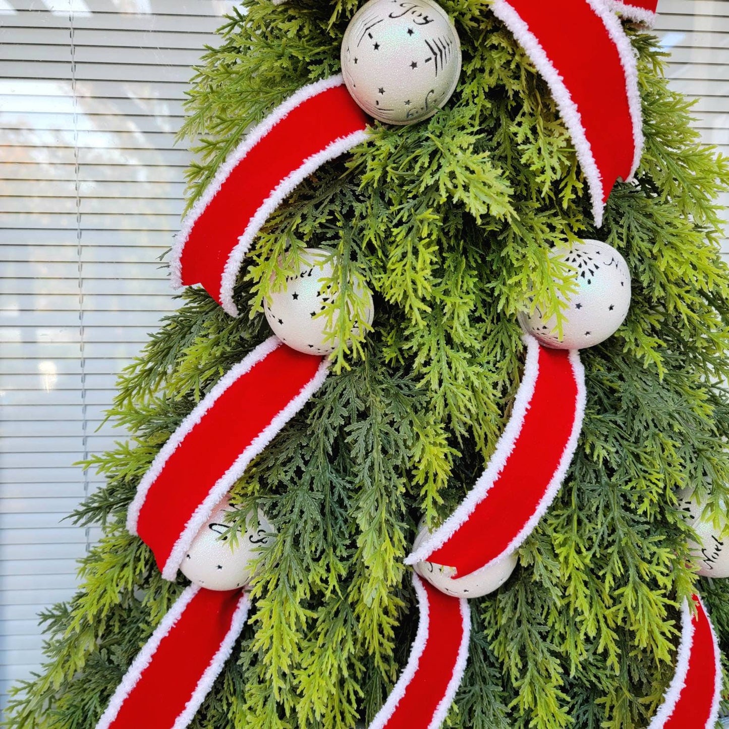 Outdoor Christmas Wreath For Front Door, Double Doors & Porch Decor, Large Outside Xmas Holiday Evergreen Real Touch Cedar Tree Bells Swag