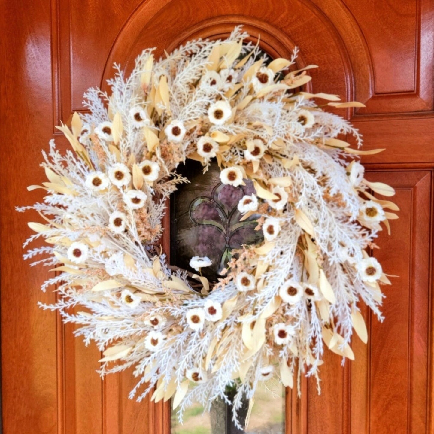 Fall Wreath For Front Door, Double Door, Indoor Outdoor Seasonal Wall Decoration, Year Round Everyday Porch Decor, Unique Home Gift Ideas
