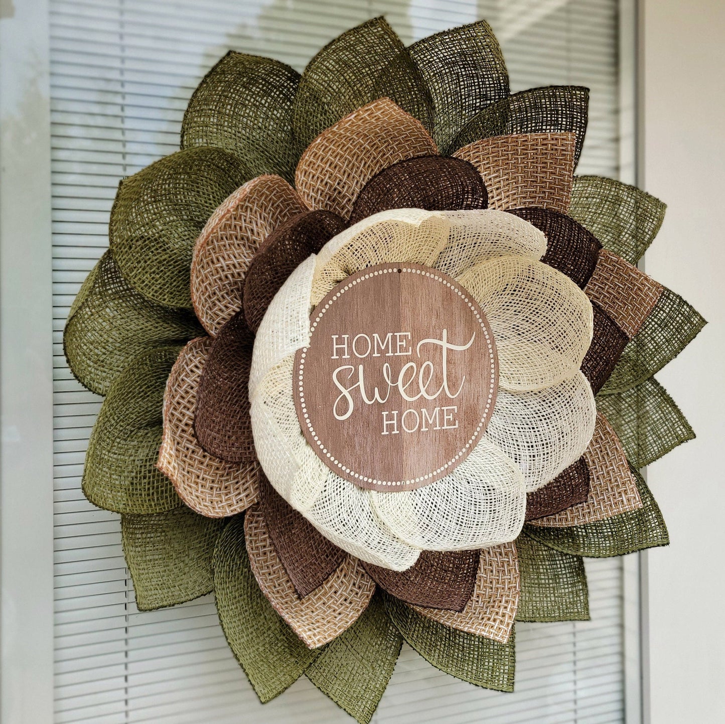 Outdoor Home Sweet Home Burlap Flower Wreath For Spring Summer Fall Winter Front Door Porch Seasonal Decor Year Round Decorations Gift Idea