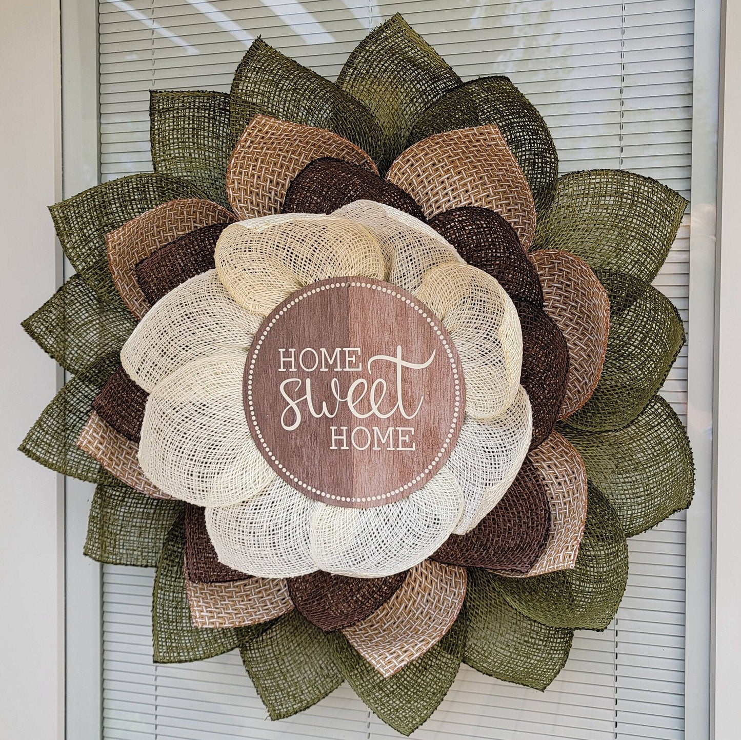 Outdoor Home Sweet Home Burlap Flower Wreath For Spring Summer Fall Winter Front Door Porch Seasonal Decor Year Round Decorations Gift Idea