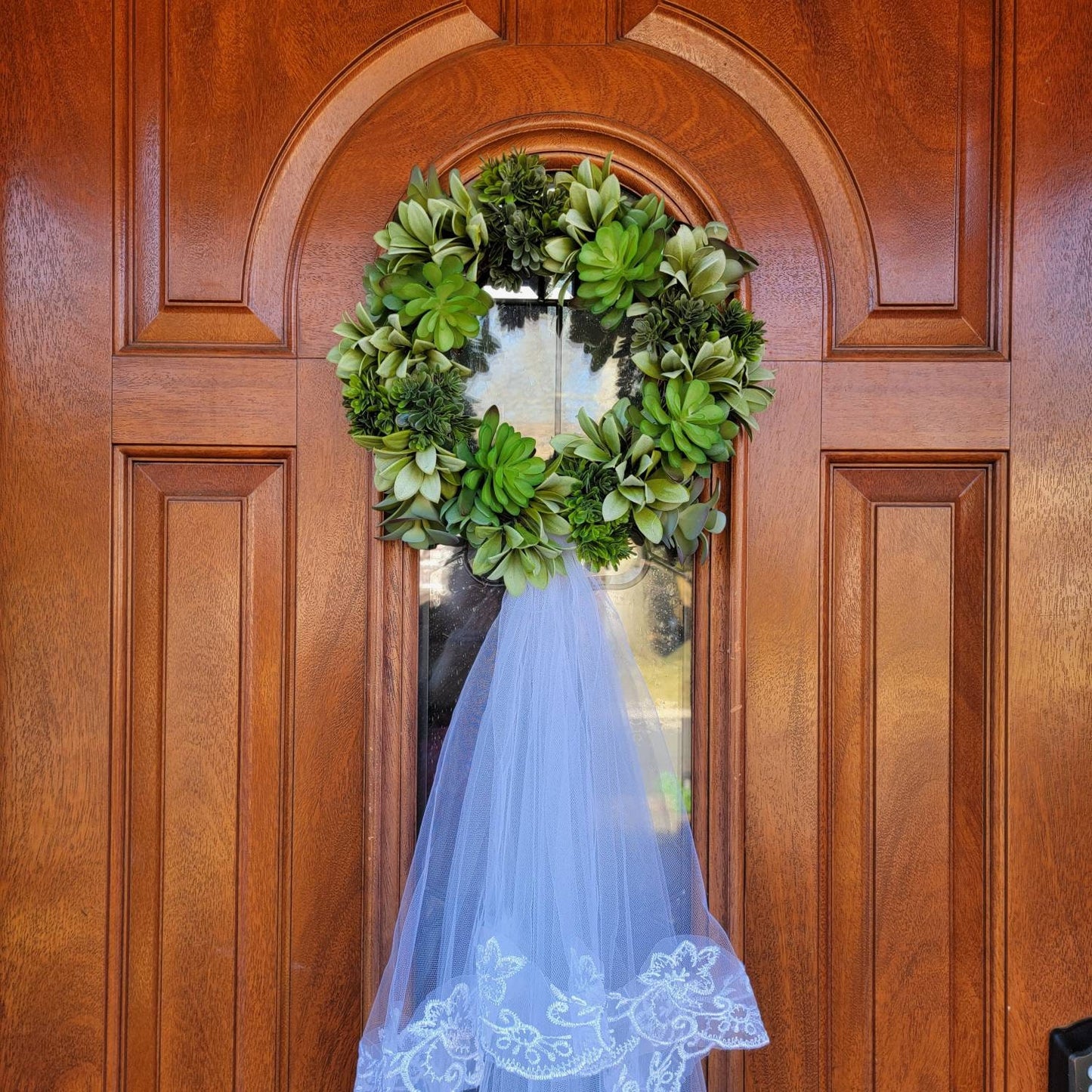 Succulent Front Door Wreath With Removable Veil For Bridal Shower Decor Wedding Day Decoration Bride To Be Hanger Mrs Home Gift