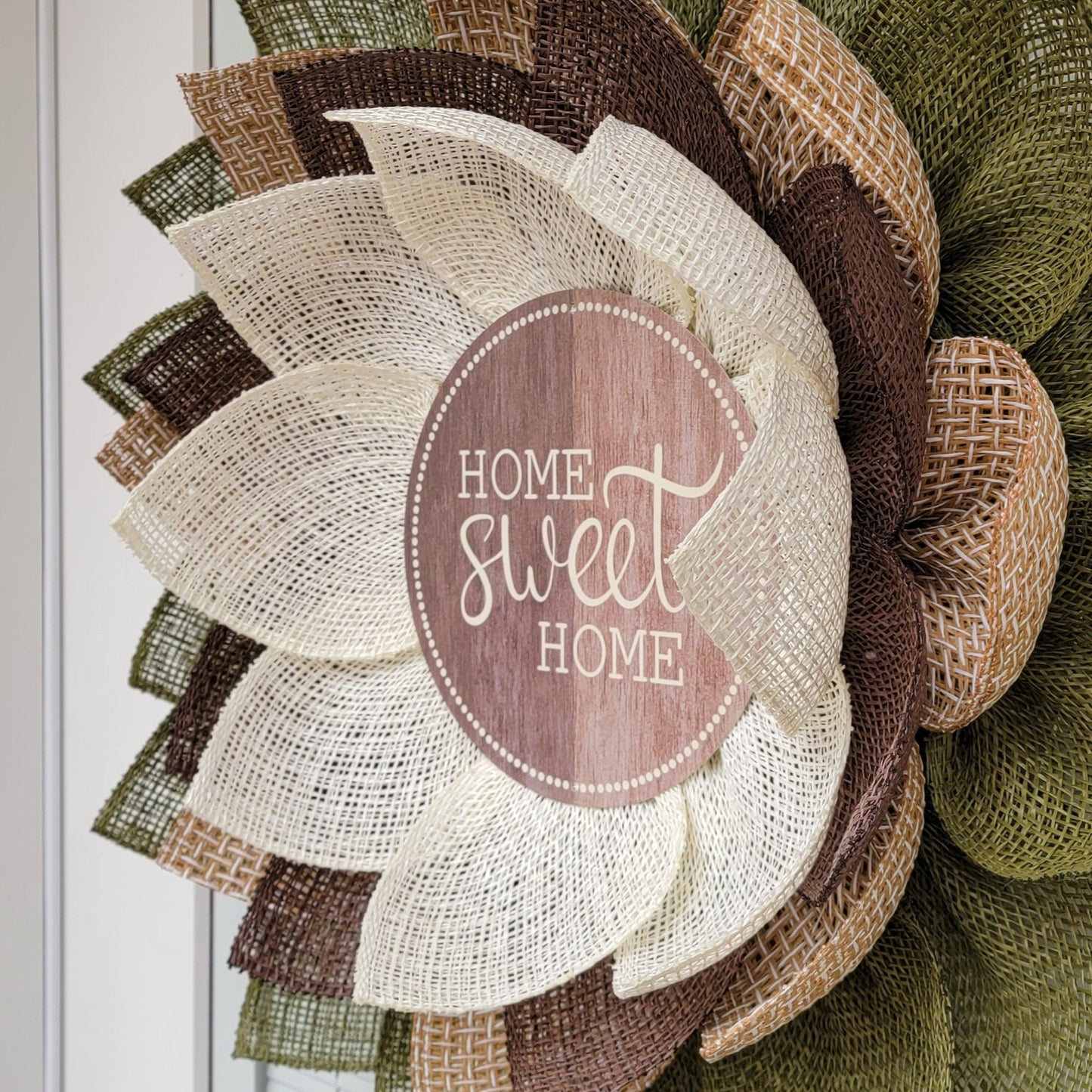 Outdoor Home Sweet Home Burlap Flower Wreath For Spring Summer Fall Winter Front Door Porch Seasonal Decor Year Round Decorations Gift Idea