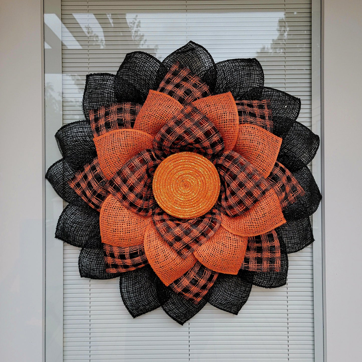 Outdoor Sunflower Wreath For Front Door, Double Door, Spring Summer Fall Porch Decor, Halloween Wall Decoration, Orange Flower, Home Gift