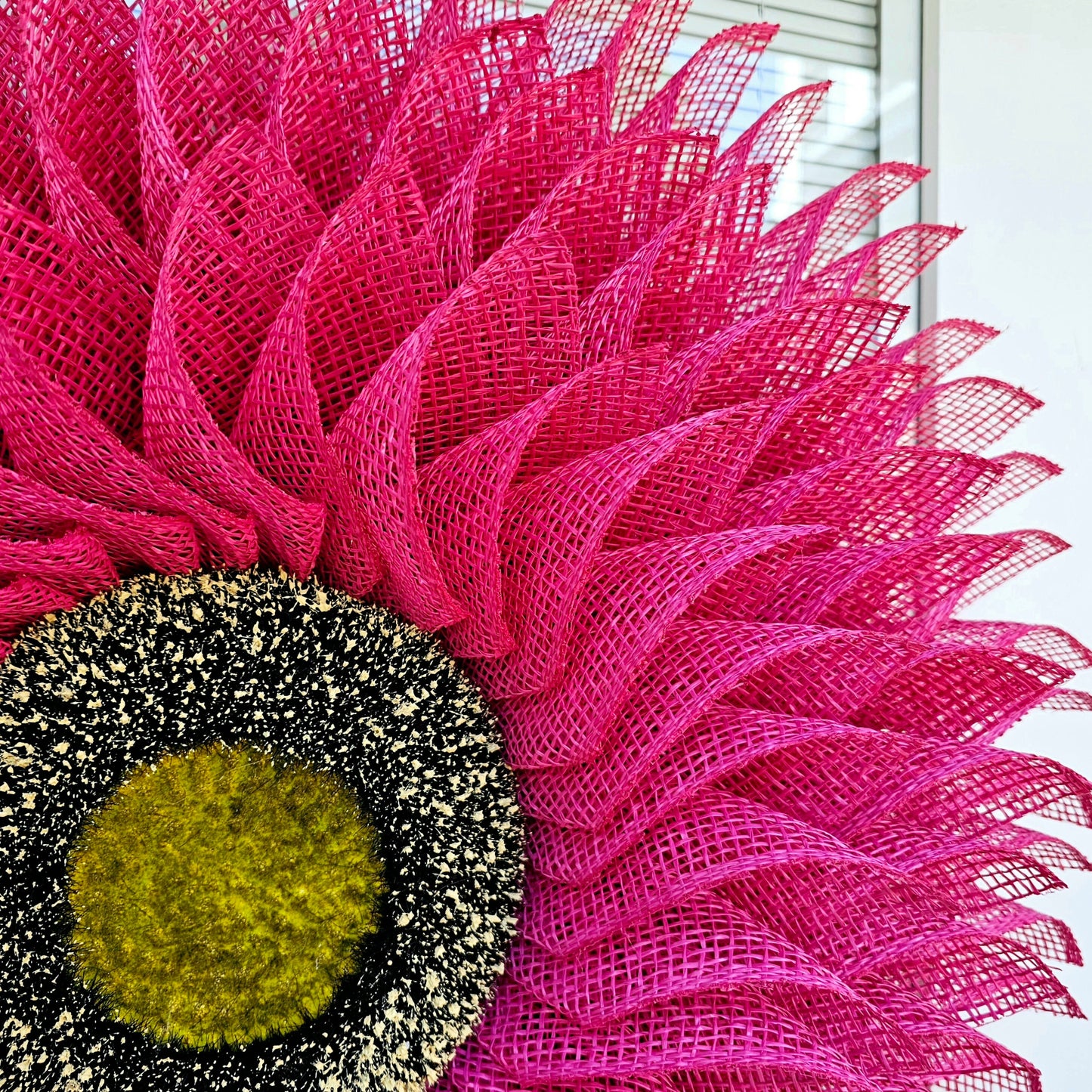 Pink Sunflower Wreath For Front Door, Double Door Decor, Spring Summer Wreaths, Fall Decor, Large Burlap Flower, Home Decoration, Gift Idea