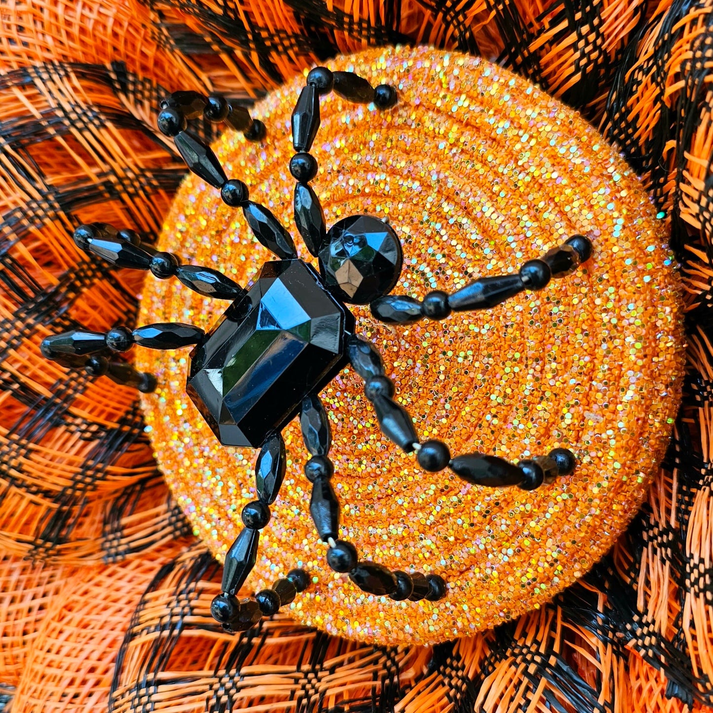Halloween Sunflower Spider Wreath For Front Door, Double Door, Outdoor Spooky Decoration, Fall Porch Decor, Orange Black Flower, Home Gift