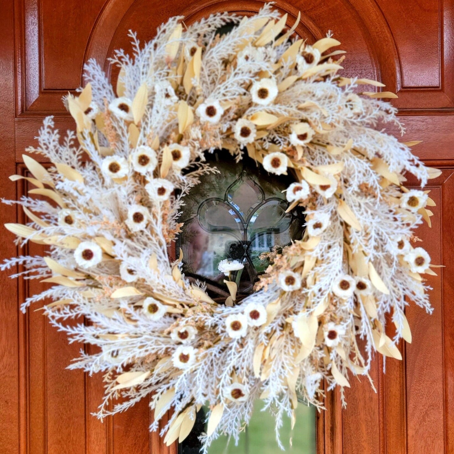 Fall Wreath For Front Door, Double Door, Indoor Outdoor Seasonal Wall Decoration, Year Round Everyday Porch Decor, Unique Home Gift Ideas