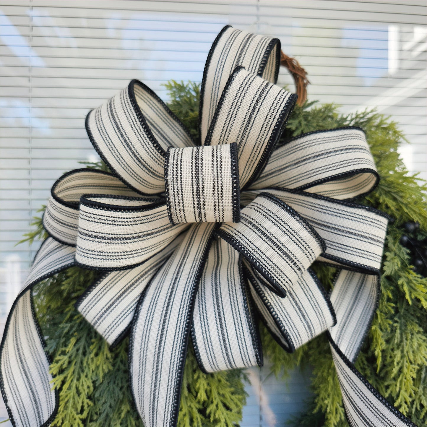 Winter Wreath For Front Door Double Doors Wreaths Indoor Outdoor Seasonal Decor Oval Cedar Greenery With Berry & Bow Home Gift