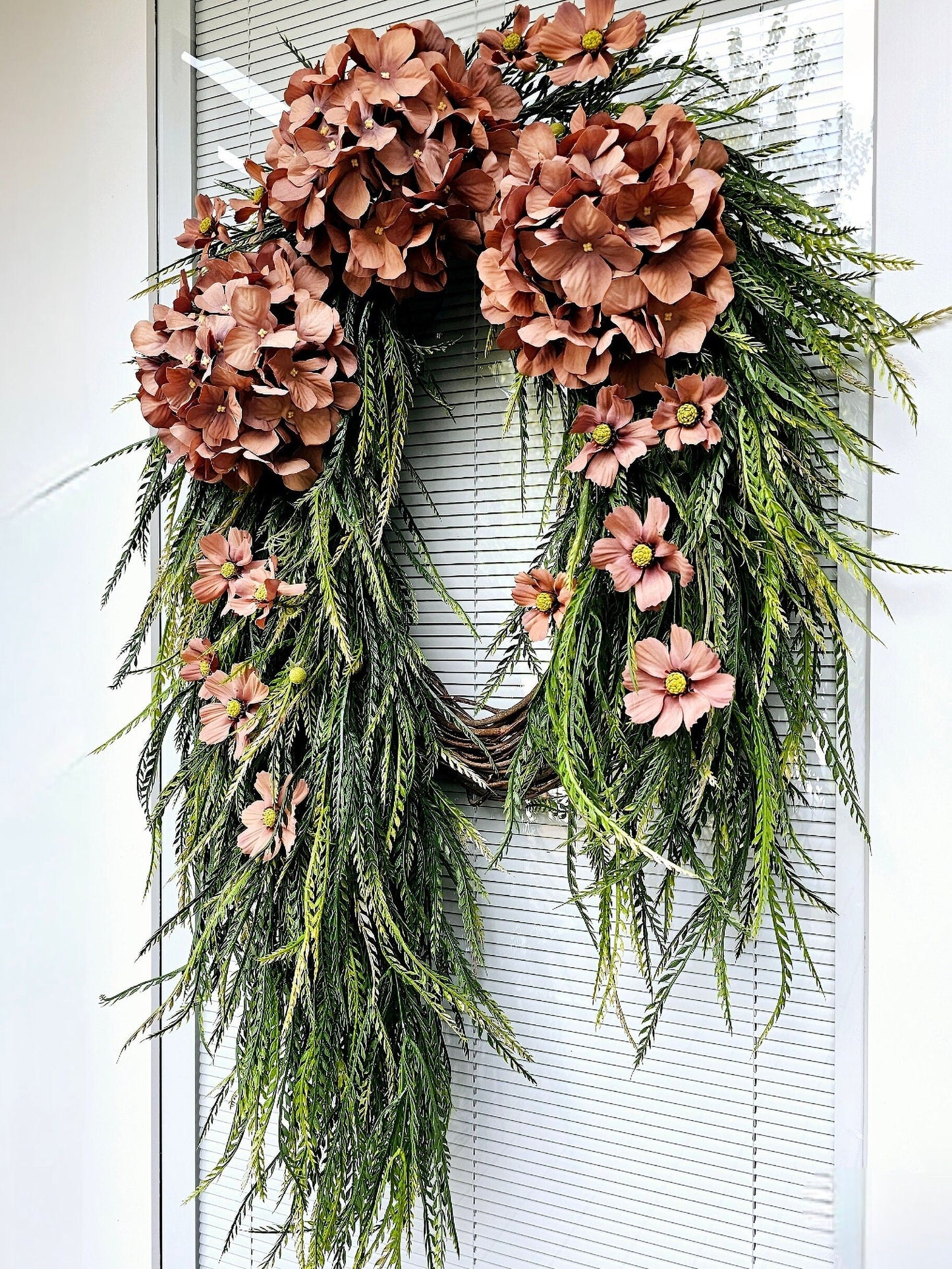 Year Round Wreath For Front Door Double Wreaths Outdoor Spring Summer Fall Decor Large Oval Grapevine Florals Greenery Decoration Home Gifts