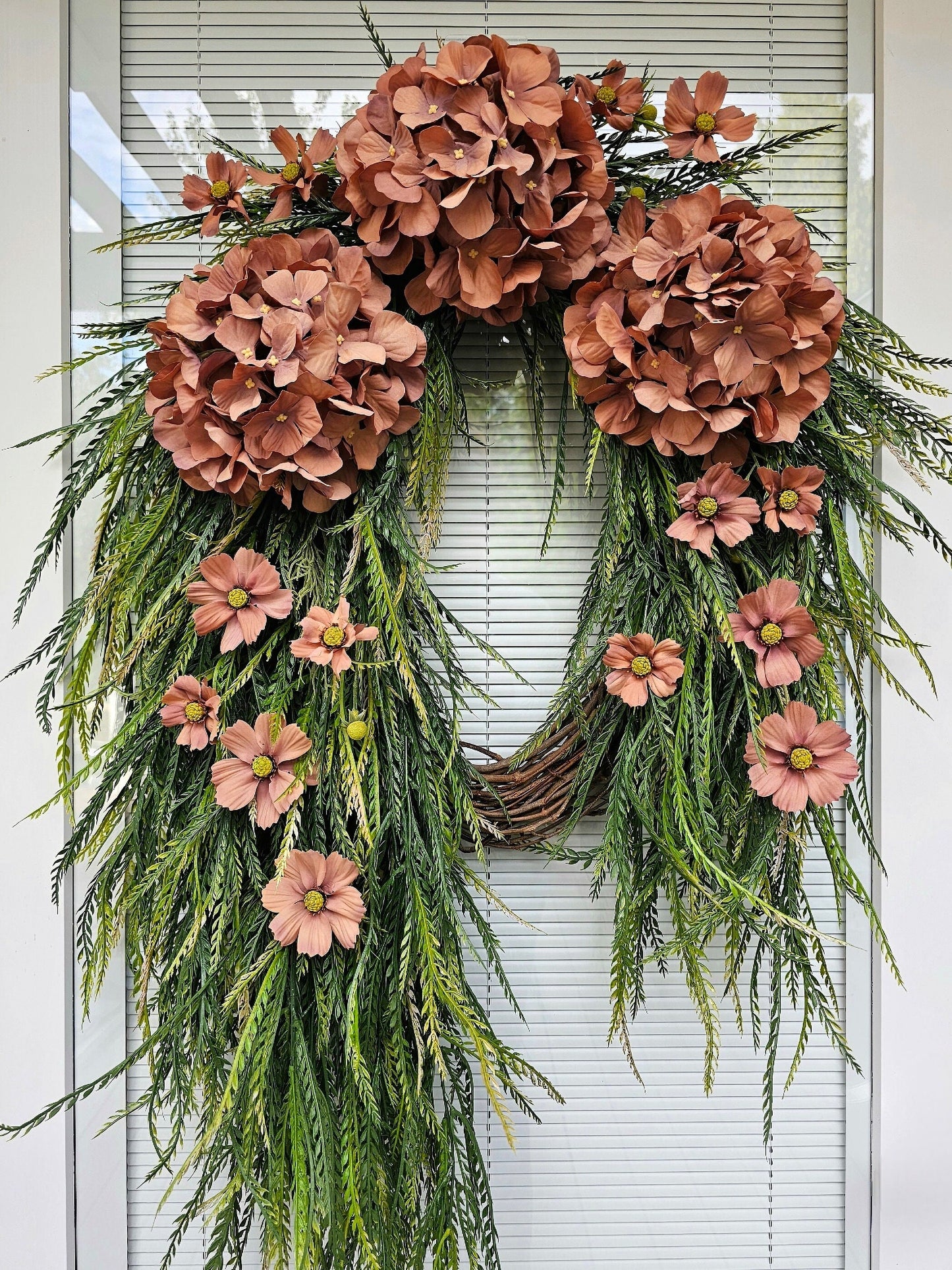 Year Round Wreath For Front Door Double Wreaths Outdoor Spring Summer Fall Decor Large Oval Grapevine Florals Greenery Decoration Home Gifts