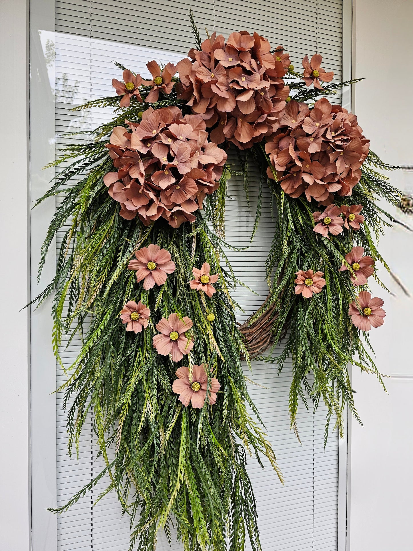 Year Round Wreath For Front Door Double Wreaths Outdoor Spring Summer Fall Decor Large Oval Grapevine Florals Greenery Decoration Home Gifts
