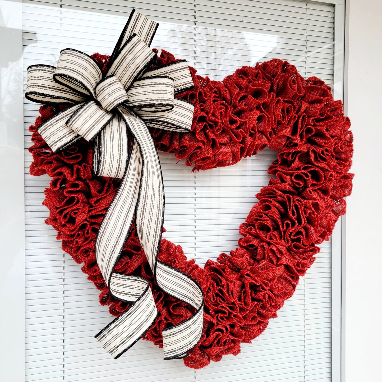 Valentines Day Wreath For Front Door Double Door Wreaths Indoor Outdoor Vday Decor Large Red Burlap Heart Shaped Hanger Home Gift