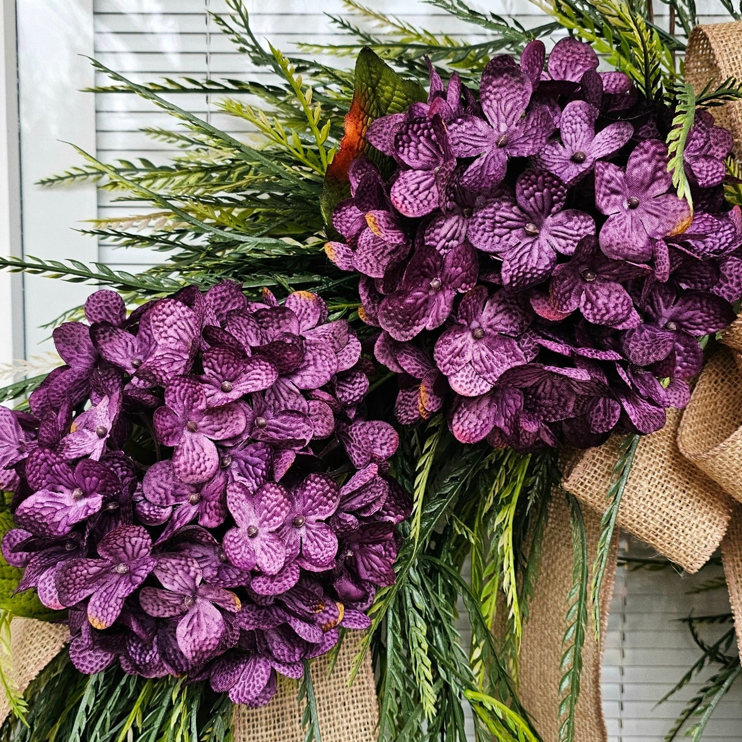 Spring Wreath For Front Door Double Door Indoor Outdoor Purple Hydrangea Floral Greenery Wreaths Year Round Seasonal Decoration Home Gift