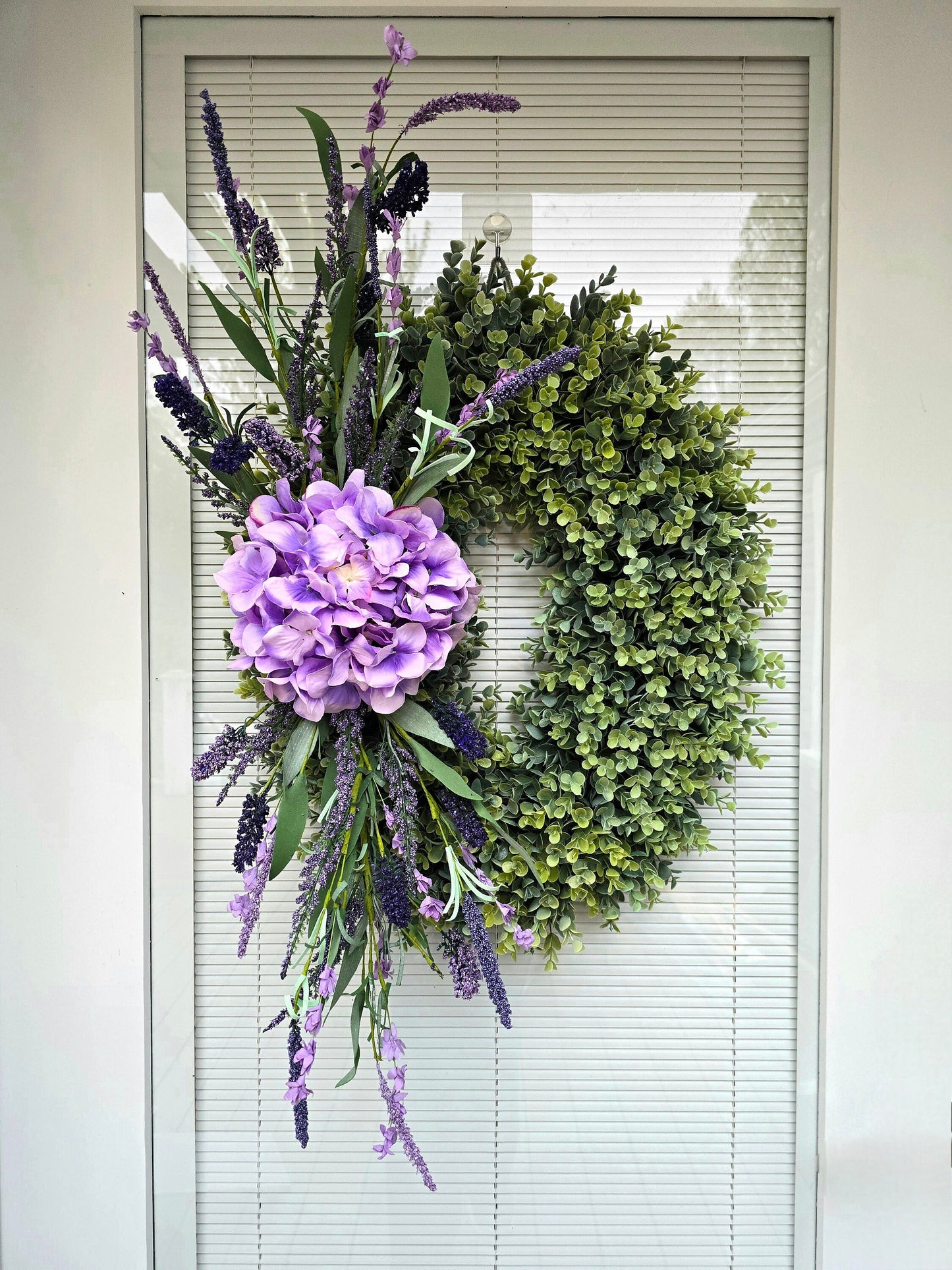 SPRING SUMMER WREATH For Front Doors Double Door Wreaths Outdoor Purple Hydrangea Lavender Eucalyptus Greenery Oval Large Home Decor Gifts