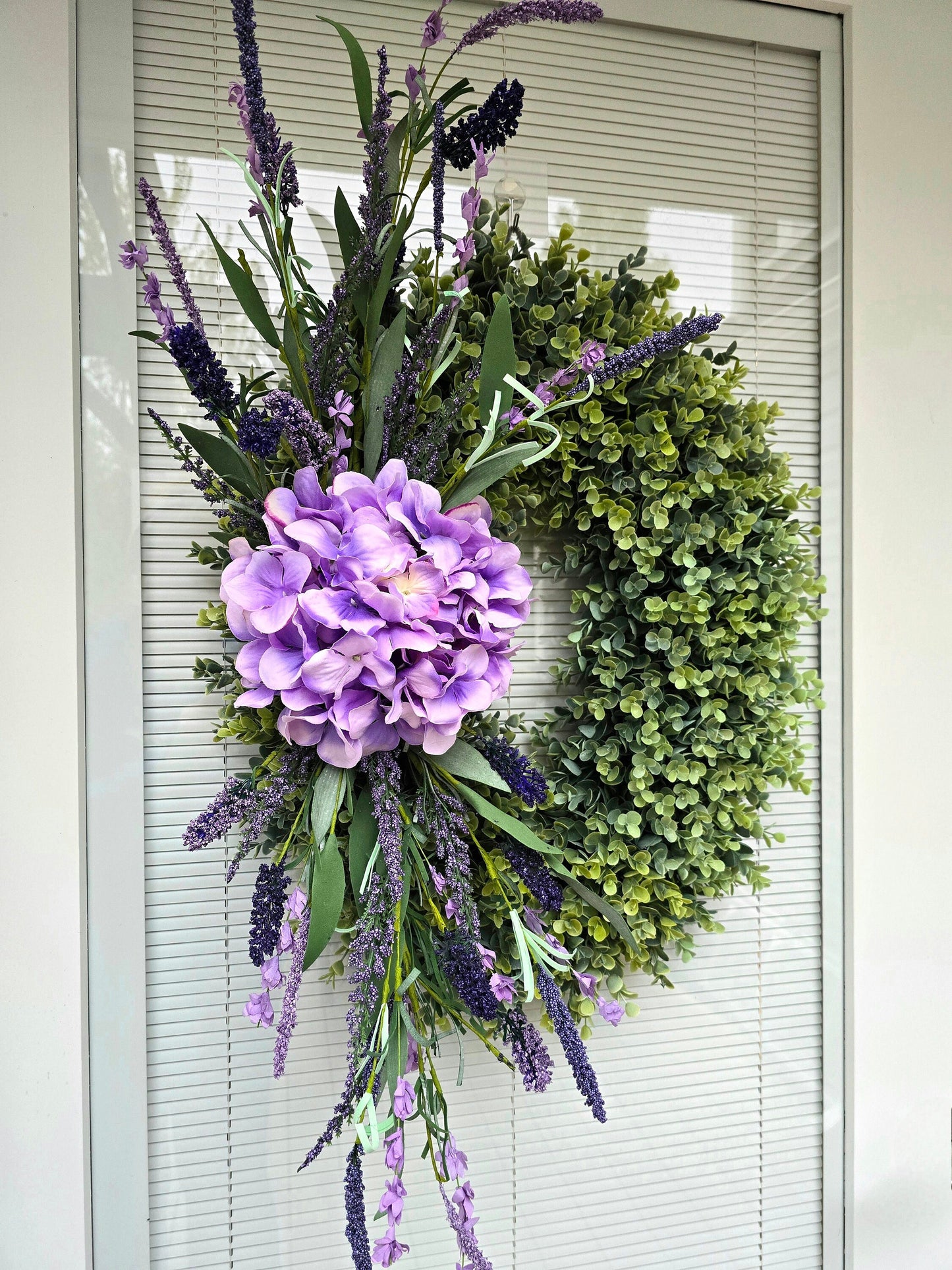 SPRING SUMMER WREATH For Front Doors Double Door Wreaths Outdoor Purple Hydrangea Lavender Eucalyptus Greenery Oval Large Home Decor Gifts