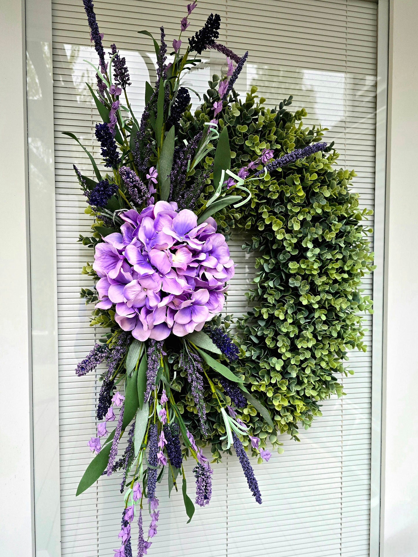 SPRING SUMMER WREATH For Front Doors Double Door Wreaths Outdoor Purple Hydrangea Lavender Eucalyptus Greenery Oval Large Home Decor Gifts