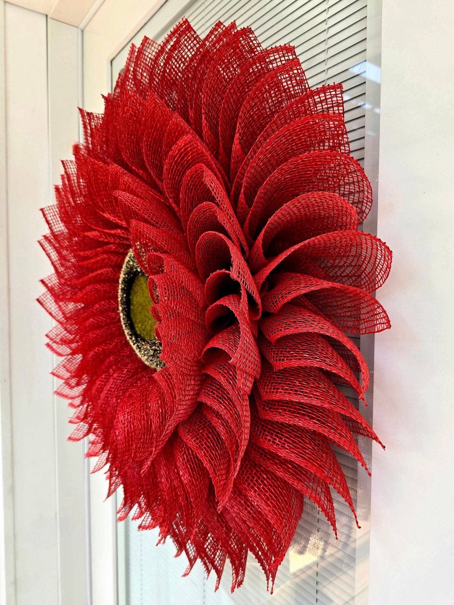 Sunflower Wreath For Front Door, Double Door Wreaths, Outdoor Spring Summer Fall Decor, Red Burlap Sun Flower, Autumn Decoration, Home Gift