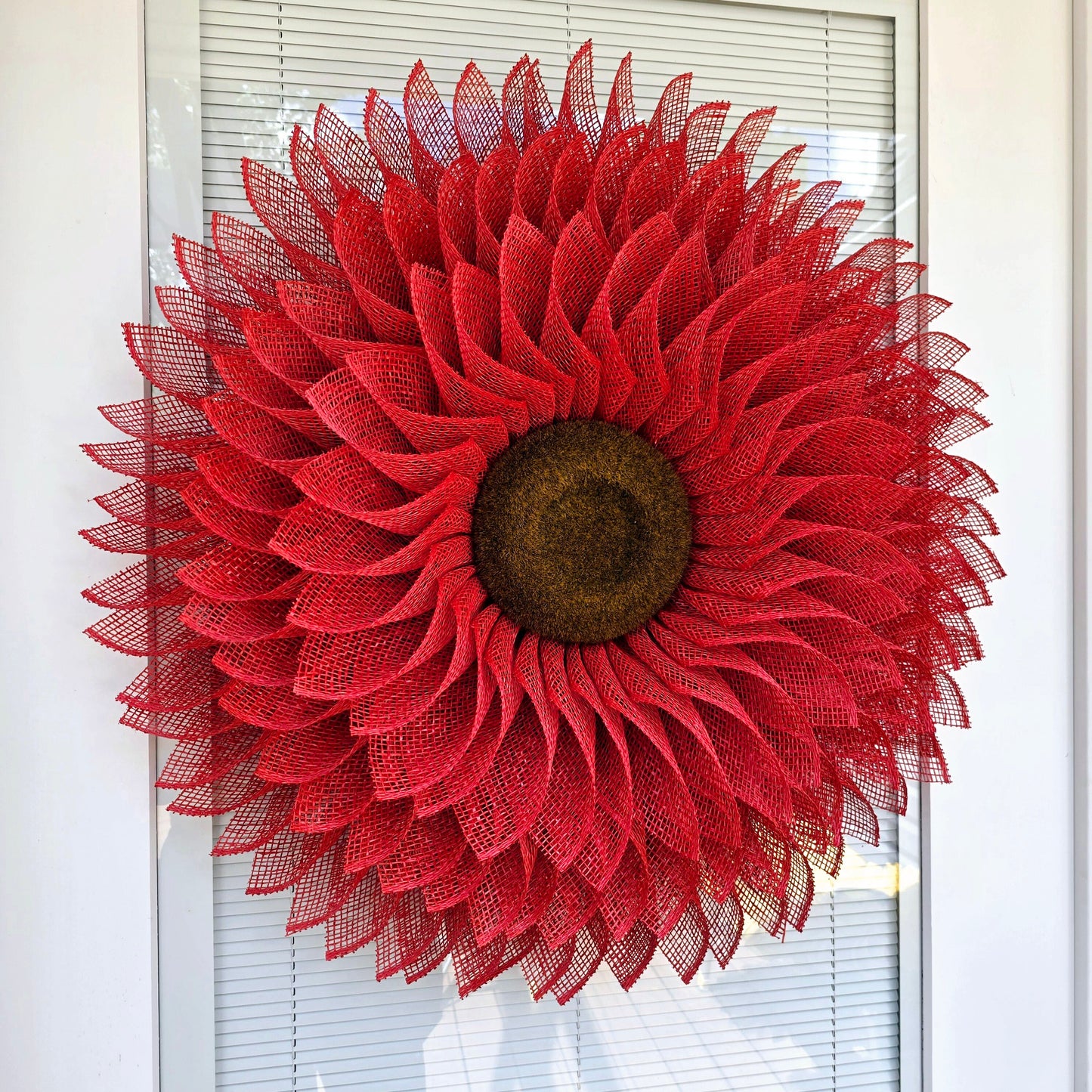 Red Sunflower Wreath For Front Door, Double Door, Indoor Outdoor Spring Summer Fall Porch Decor, Large Flower Wall Decoration, Home Gift