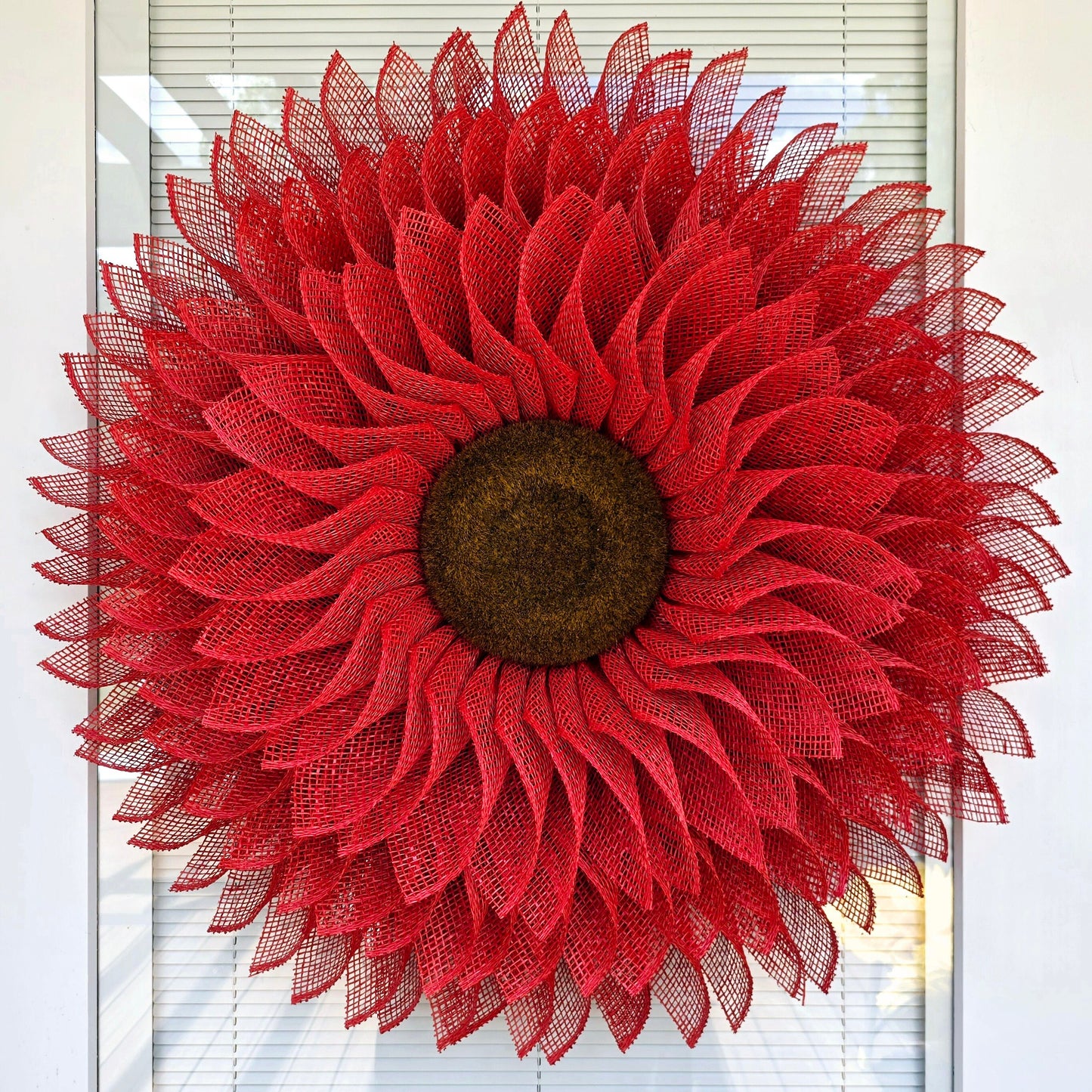 Red Sunflower Wreath For Front Door, Double Door, Indoor Outdoor Spring Summer Fall Porch Decor, Large Flower Wall Decoration, Home Gift