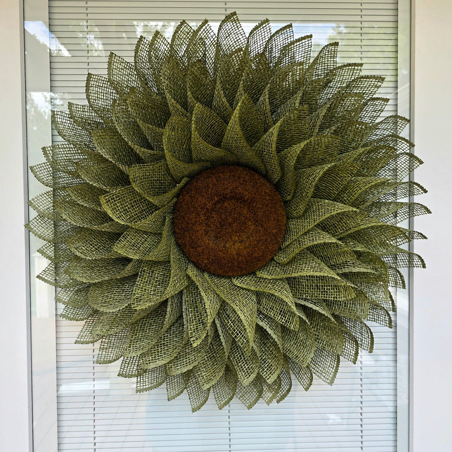 Sunflower Wreath For Front Door, Double Door, Indoor Outdoor Spring Summer Fall Porch Decor, Olive Green Flower Wall Decoration, Home Gifts