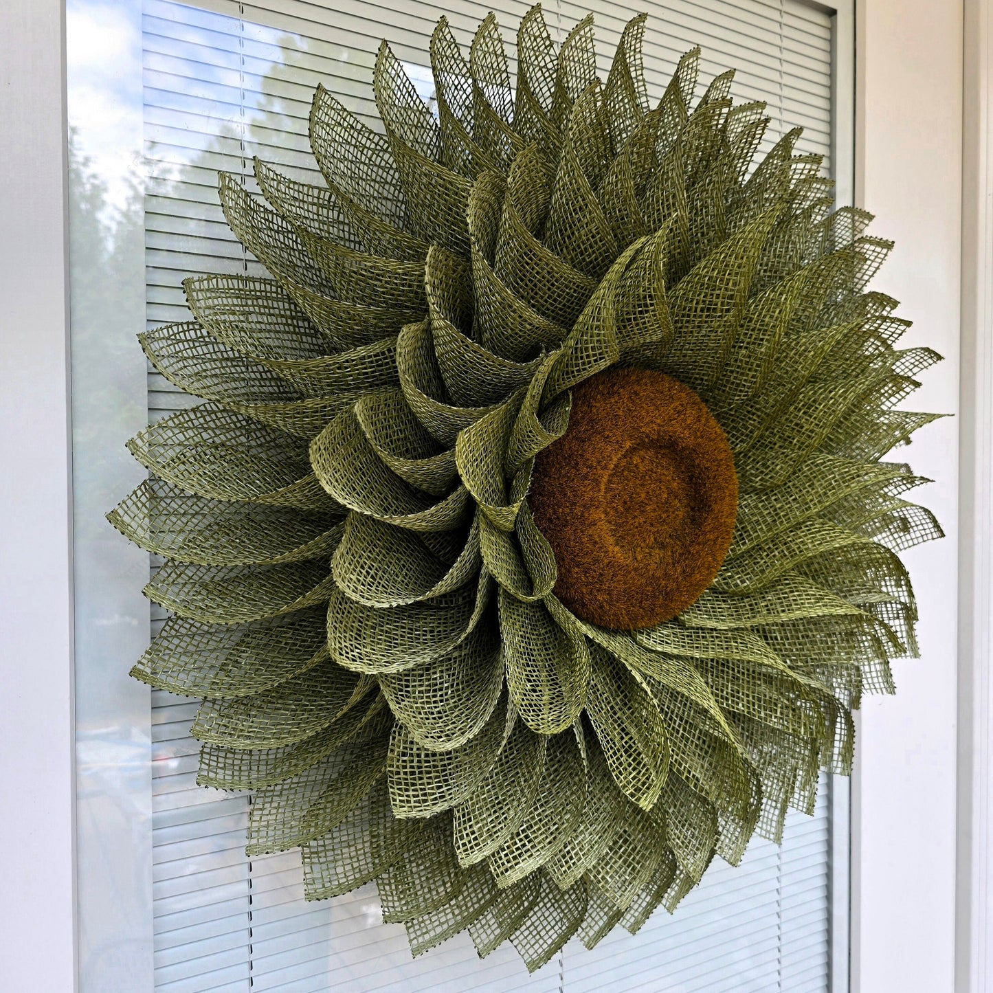 Sunflower Wreath For Front Door, Double Door, Indoor Outdoor Spring Summer Fall Porch Decor, Olive Green Flower Wall Decoration, Home Gifts