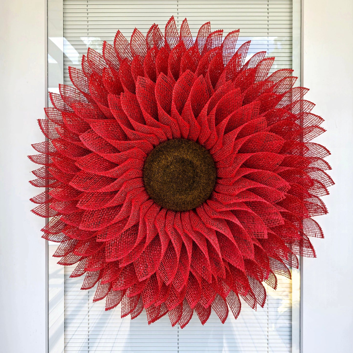 Red Sunflower Wreath For Front Door, Double Door, Indoor Outdoor Spring Summer Fall Porch Decor, Large Flower Wall Decoration, Home Gift
