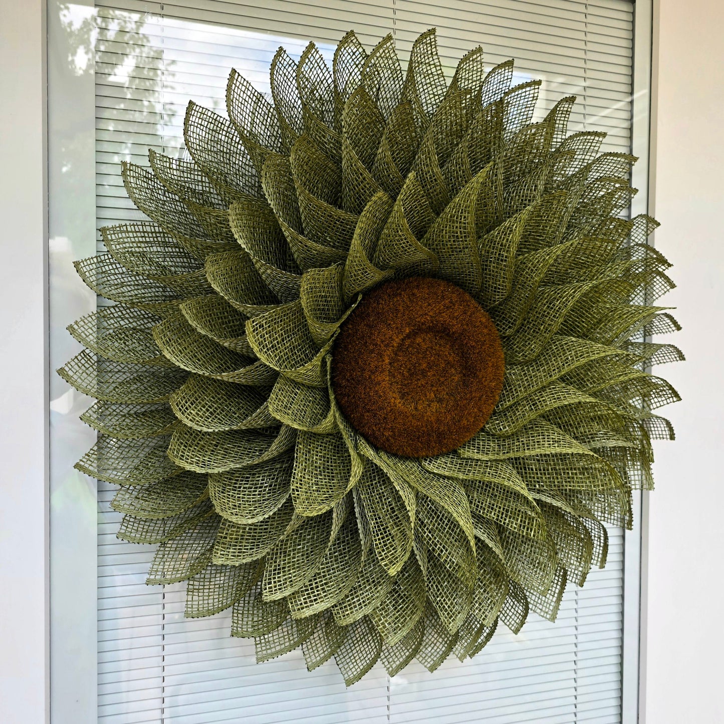 Sunflower Wreath For Front Door, Double Door, Indoor Outdoor Spring Summer Fall Porch Decor, Olive Green Flower Wall Decoration, Home Gifts