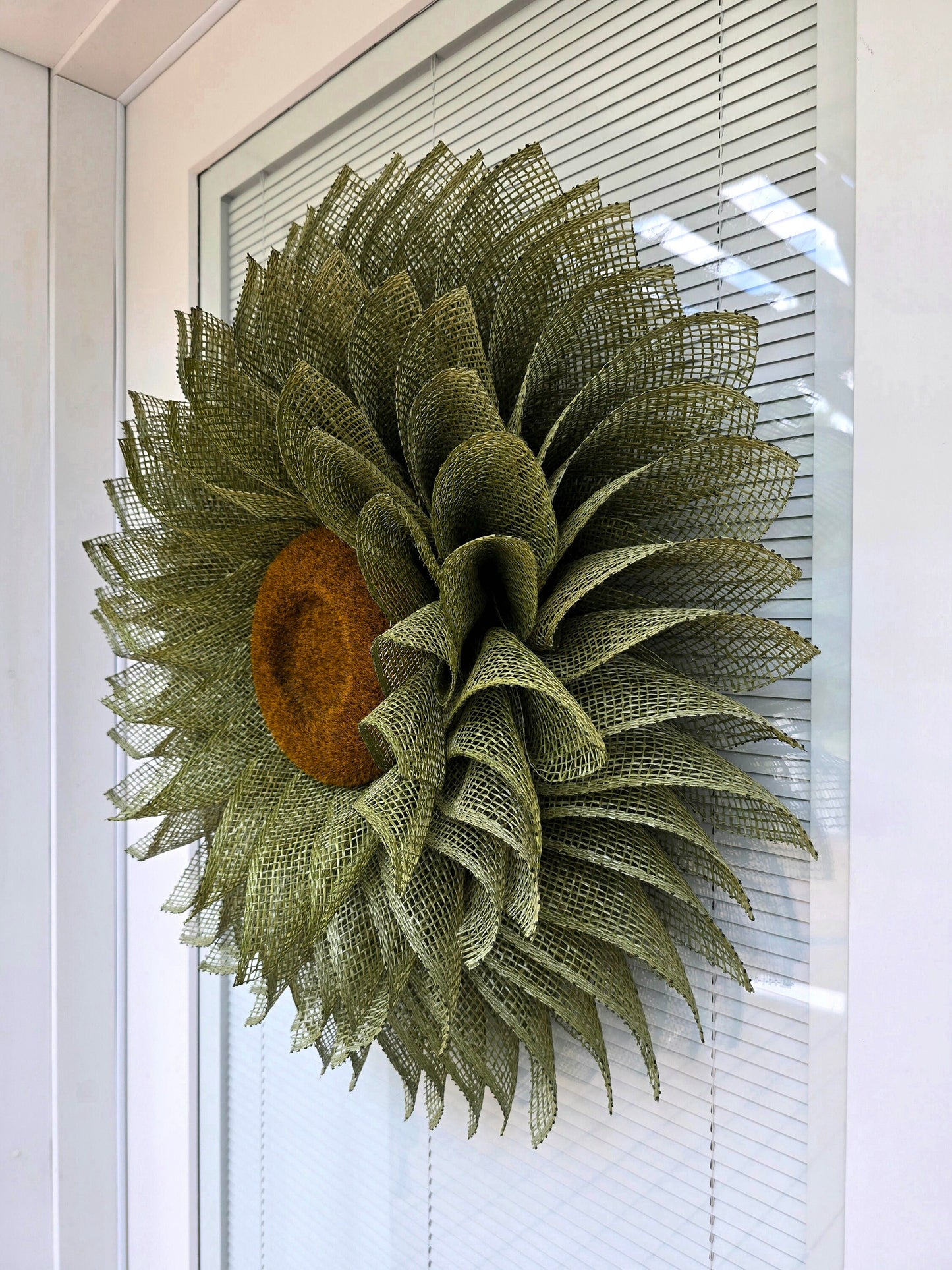 Sunflower Wreath For Front Door, Double Door, Indoor Outdoor Spring Summer Fall Porch Decor, Olive Green Flower Wall Decoration, Home Gifts