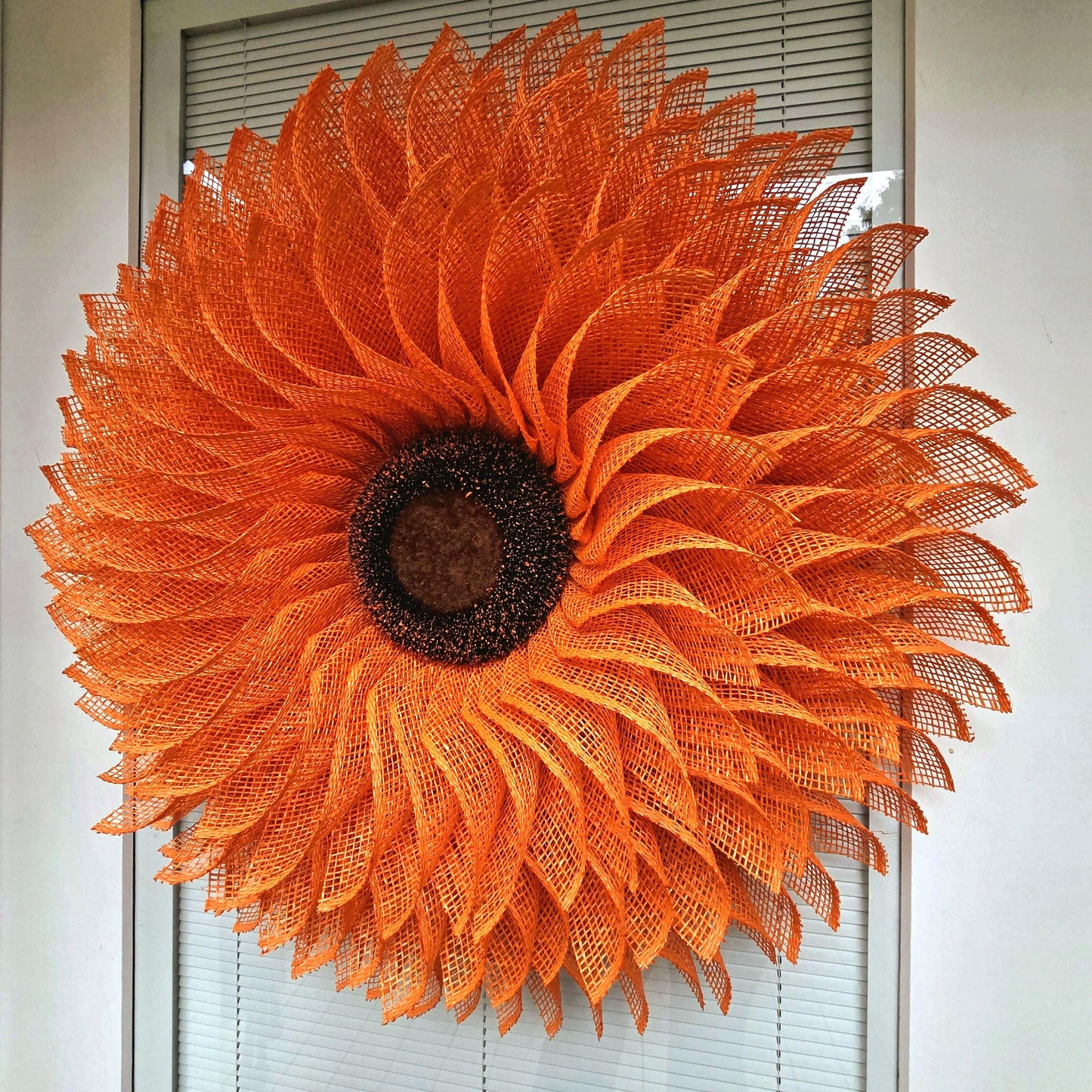 Sunflower Wreath For Front Door, Double Door, Outdoor Spring Summer Fall Porch Decor, Orange Burlap Flower Autumn Wall Decoration, Home Gift