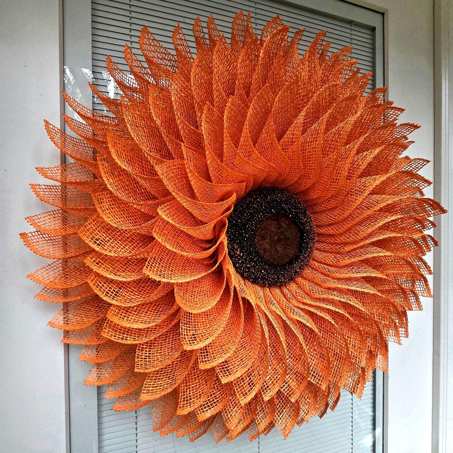 Sunflower Wreath For Front Door, Double Door, Outdoor Spring Summer Fall Porch Decor, Orange Burlap Flower Autumn Wall Decoration, Home Gift
