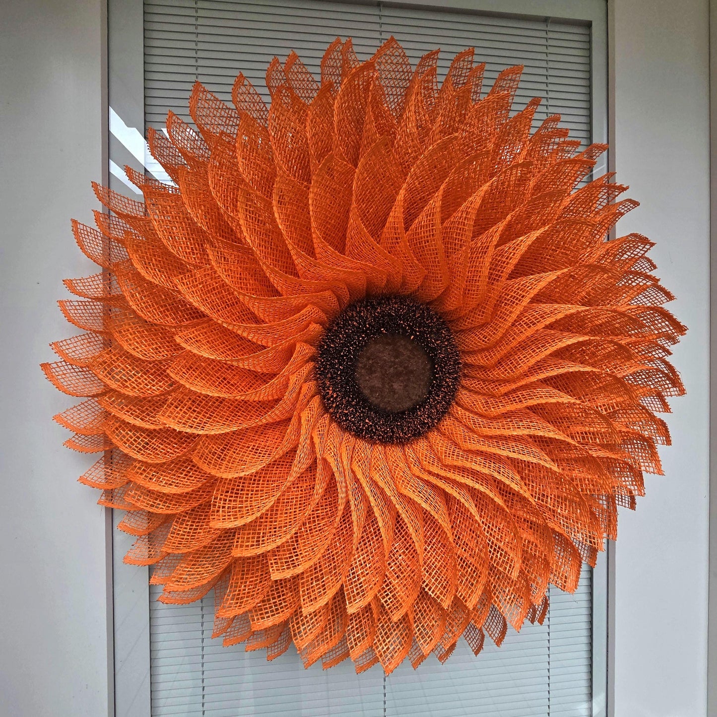 Sunflower Wreath For Front Door, Double Door, Outdoor Spring Summer Fall Porch Decor, Orange Burlap Flower Autumn Wall Decoration, Home Gift