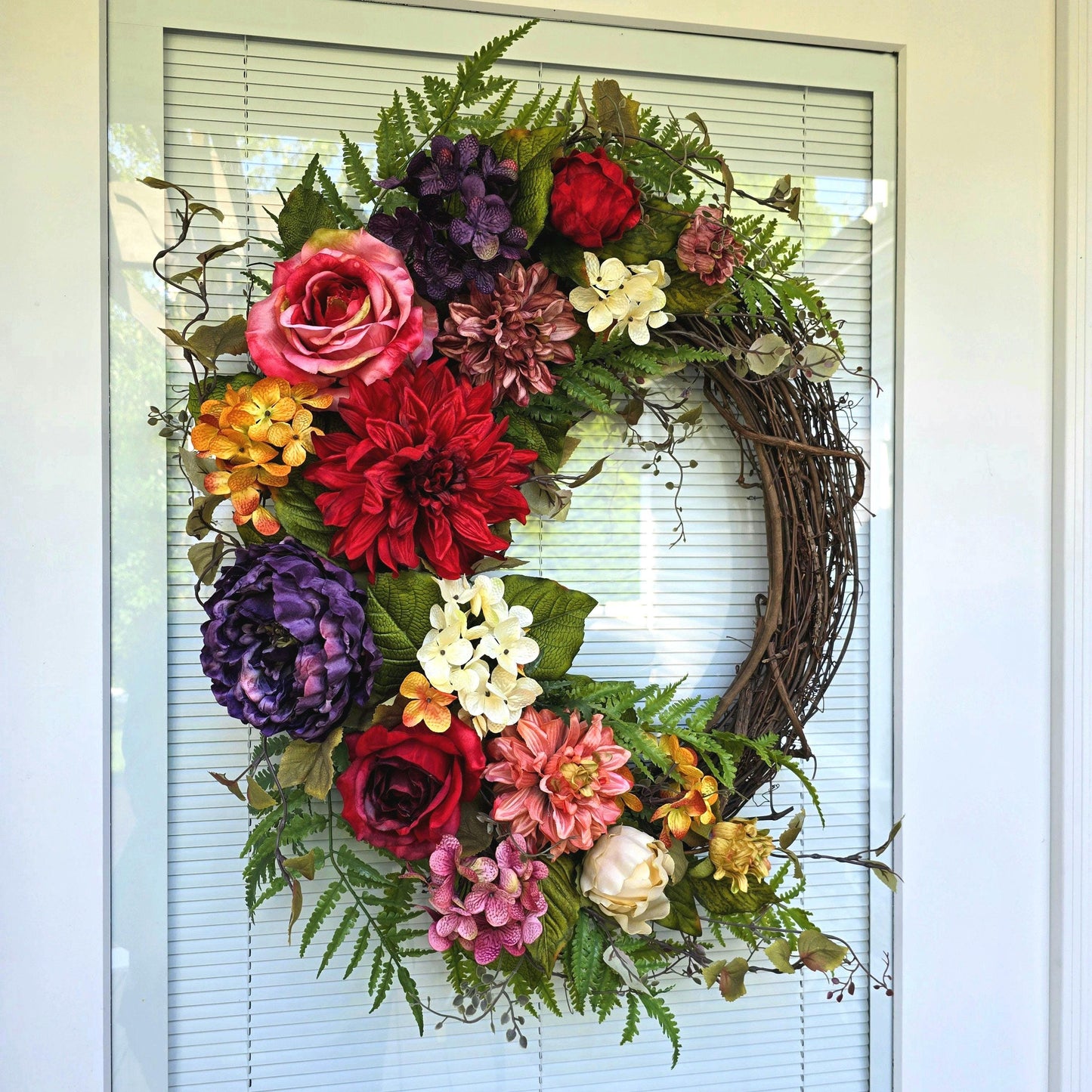 Spring Summer Wreath For Front Door Double Door Wreaths Indoor Outdoor Decor Large Round Floral Home Decoration Modern Housewarming Gift