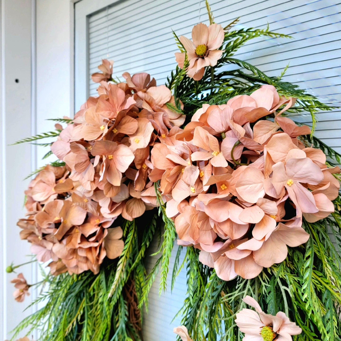 Year Round Wreath For Front Doors Double Door Wreaths Outdoor Spring Summer Fall Decor Neutral Hydrangea Florals Everyday Greenery Home Gift