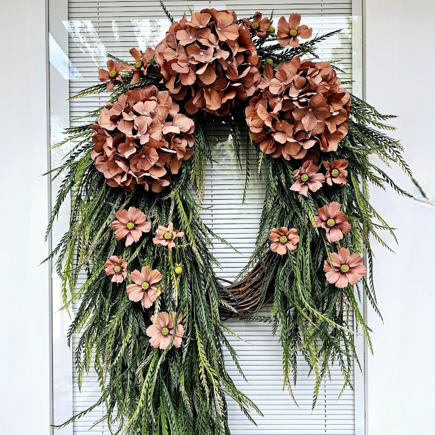 Year Round Wreath For Front Door Double Wreaths Outdoor Spring Summer Fall Decor Large Oval Grapevine Florals Greenery Decoration Home Gifts