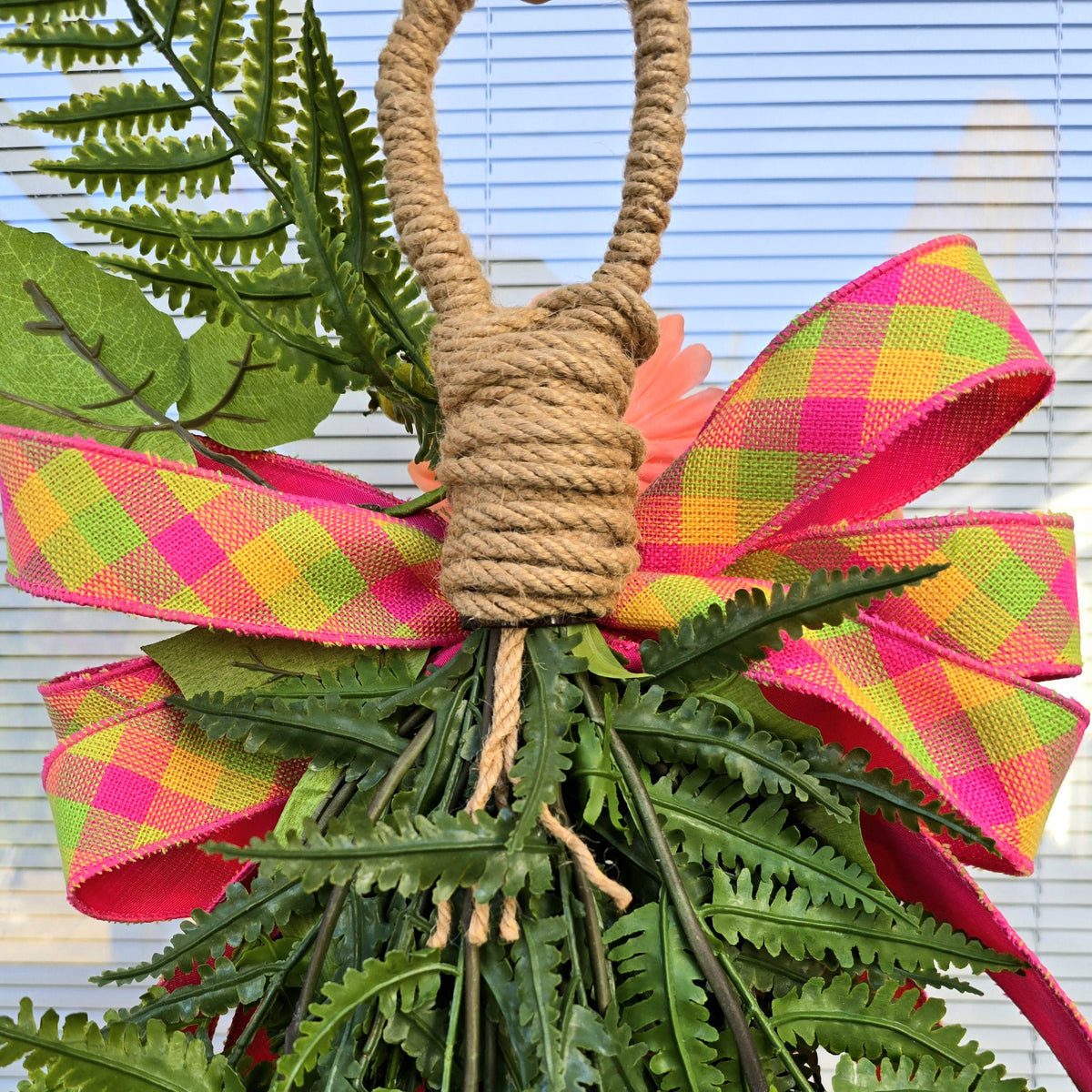 Spring Summer Wreath Swag For Front Door Decor, Double Door Wreaths, Front Porch Wreath, Door Swag With Colorful Gerbera Daisy Fern Berries