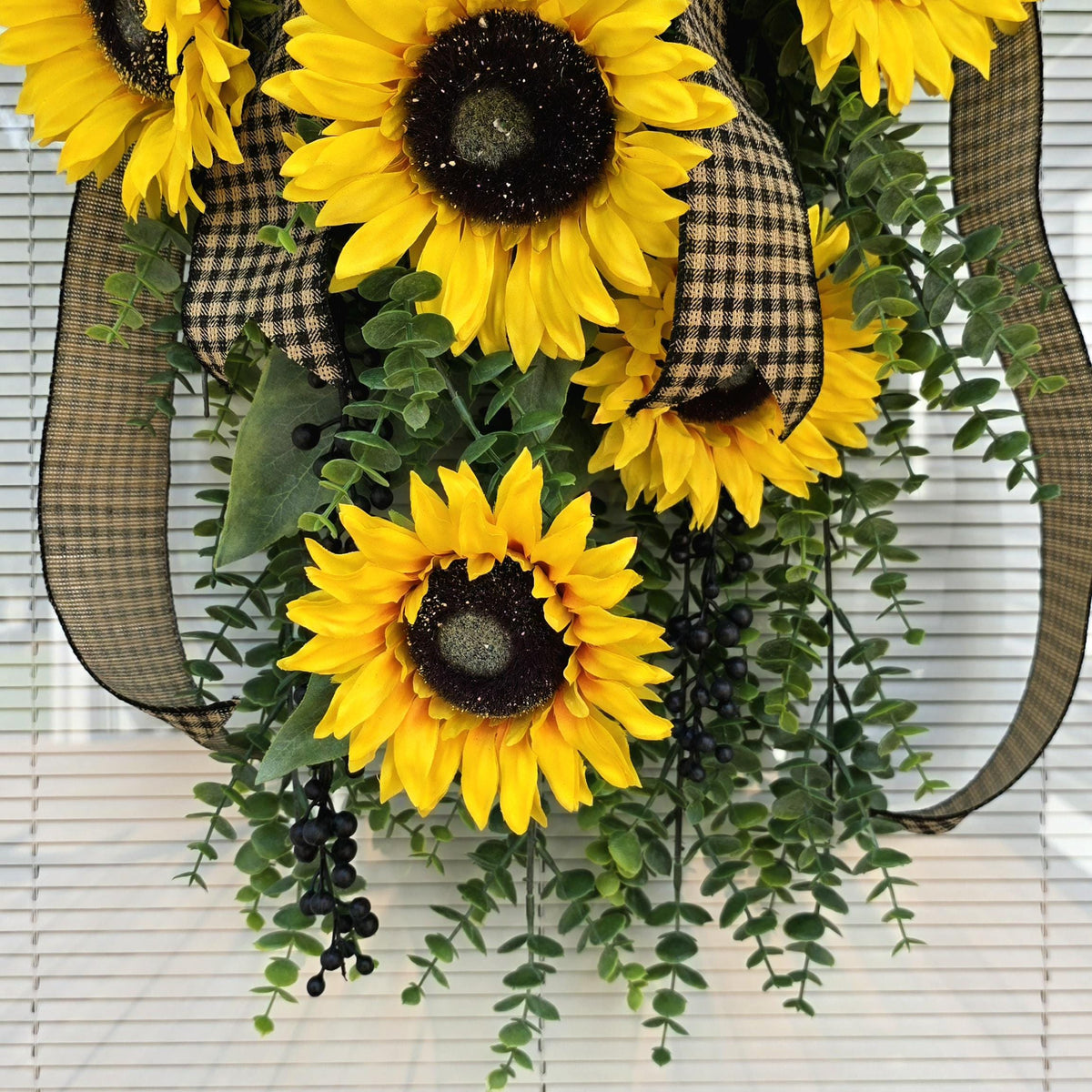 Spring Summer Fall Wreath For Front Door Decor, Double Door Wreaths, Outdoor Porch Decor, Double Door Decor, Yellow Sunflower Teardrop Swag