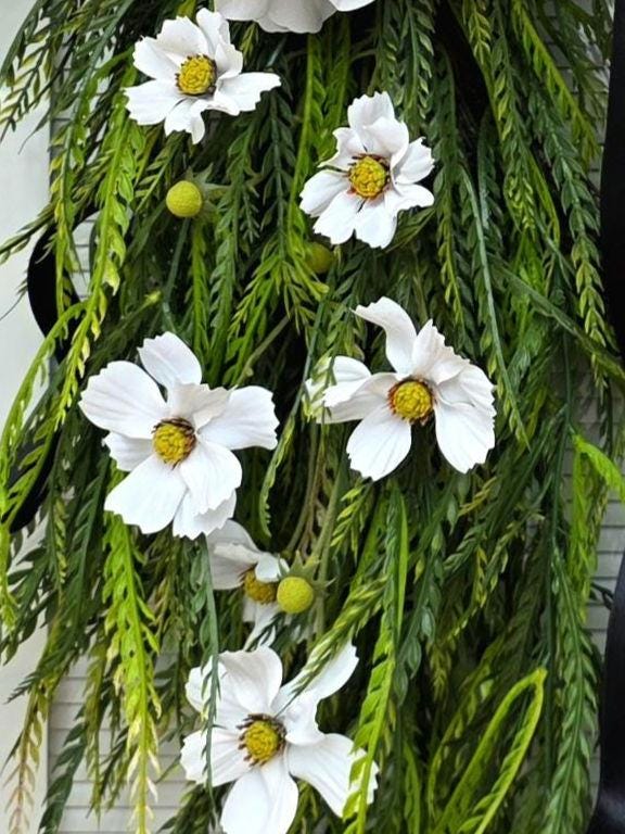 Year Round Wreath For Front Door, Everyday Wreaths, White Hydrangea Wreath, Farmhouse Decor, Double Door Wreaths, Double Door Decor, Unique