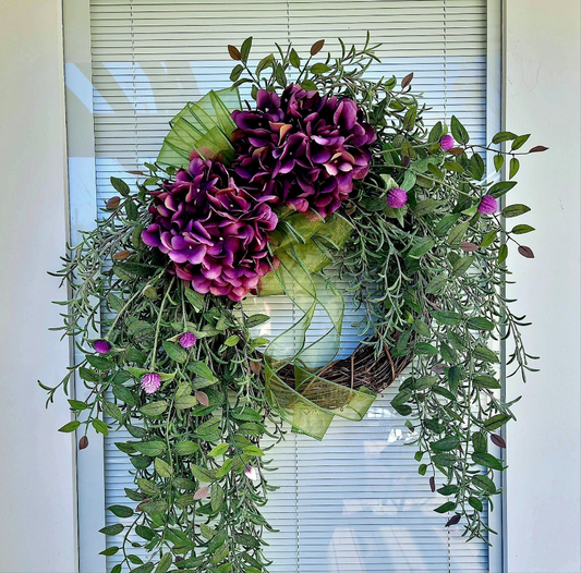 Purple Hydrangea Grapevine Wreath