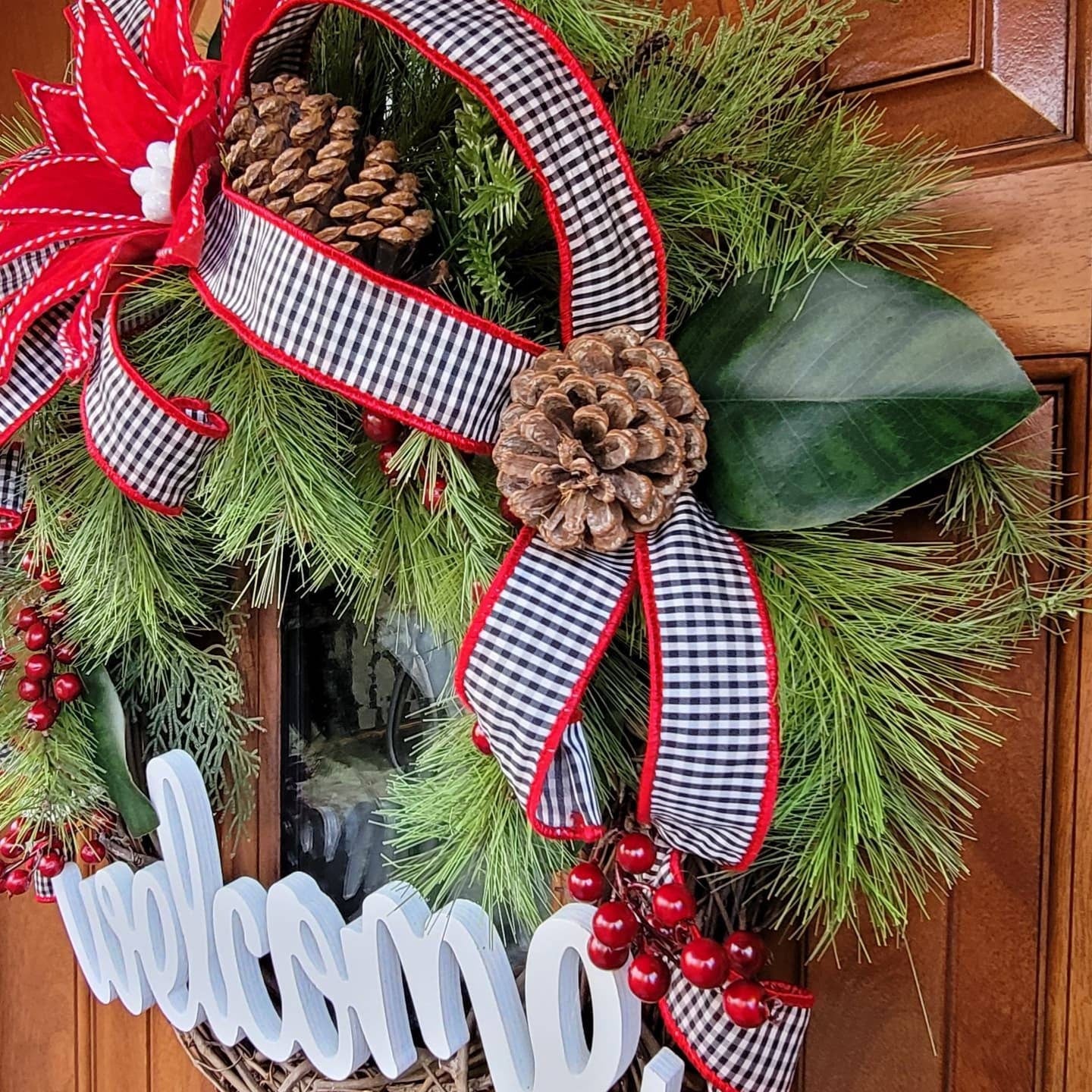 Front Door Porch Christmas Welcome Wreath