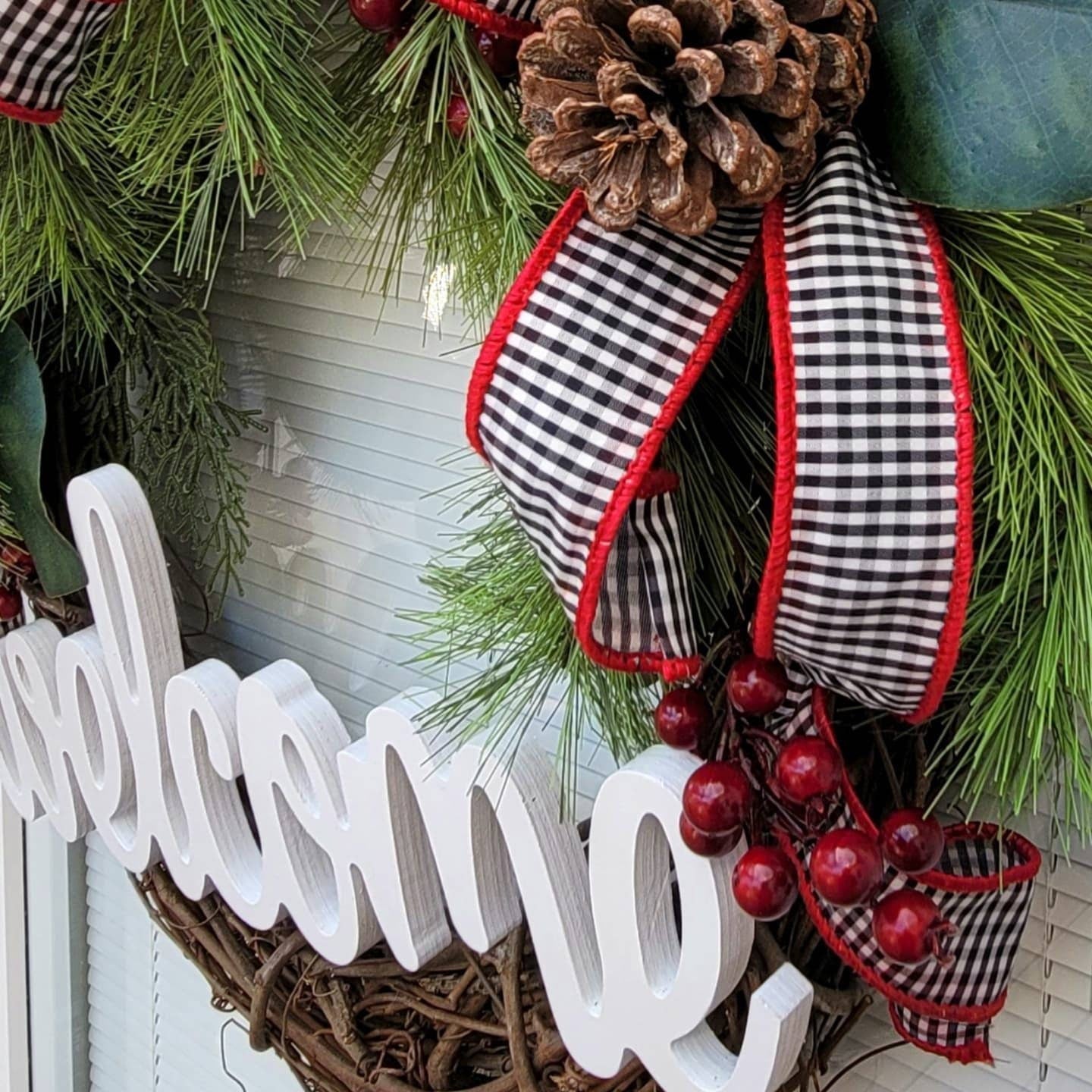 Front Door Porch Christmas Welcome Wreath