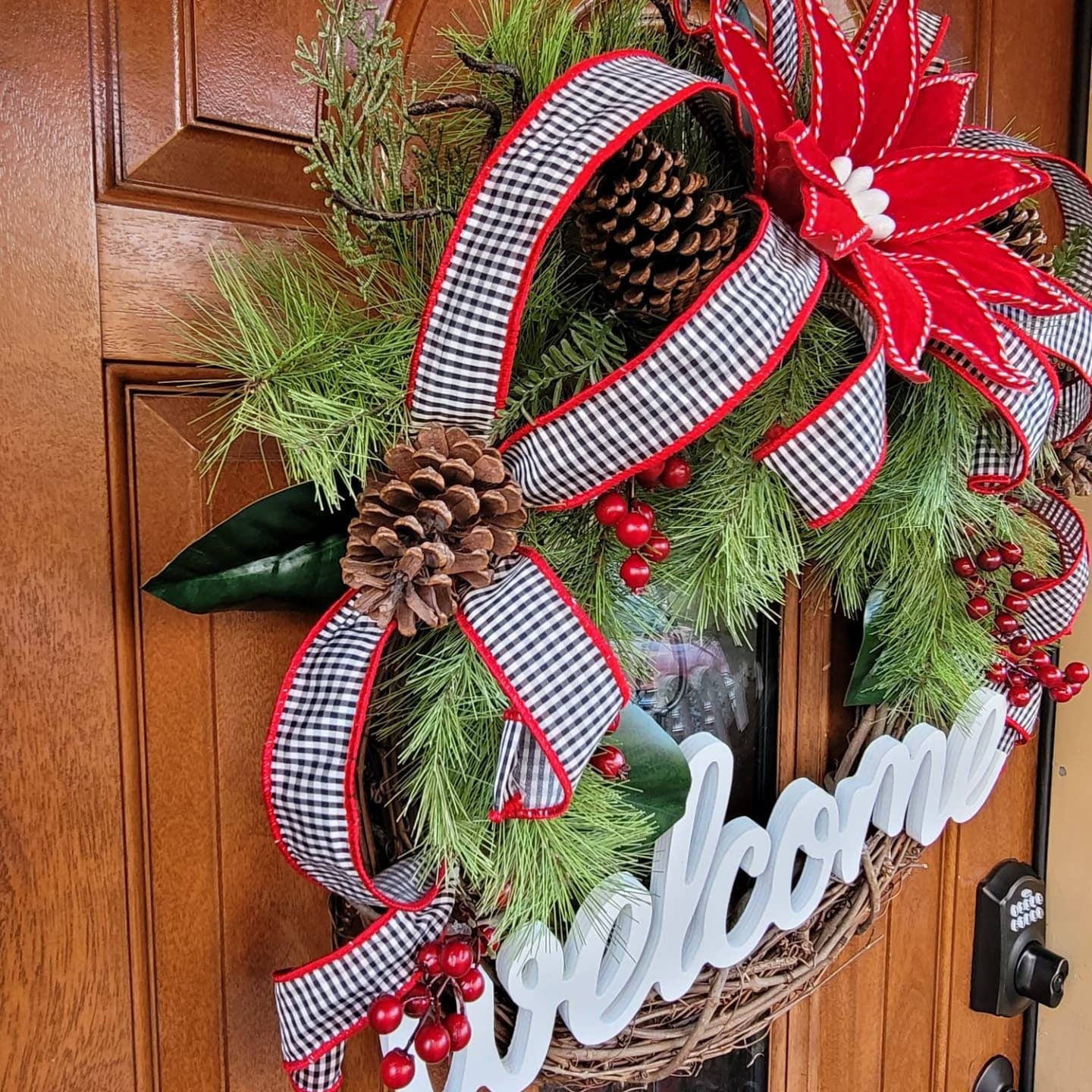 Front Door Porch Christmas Welcome Wreath