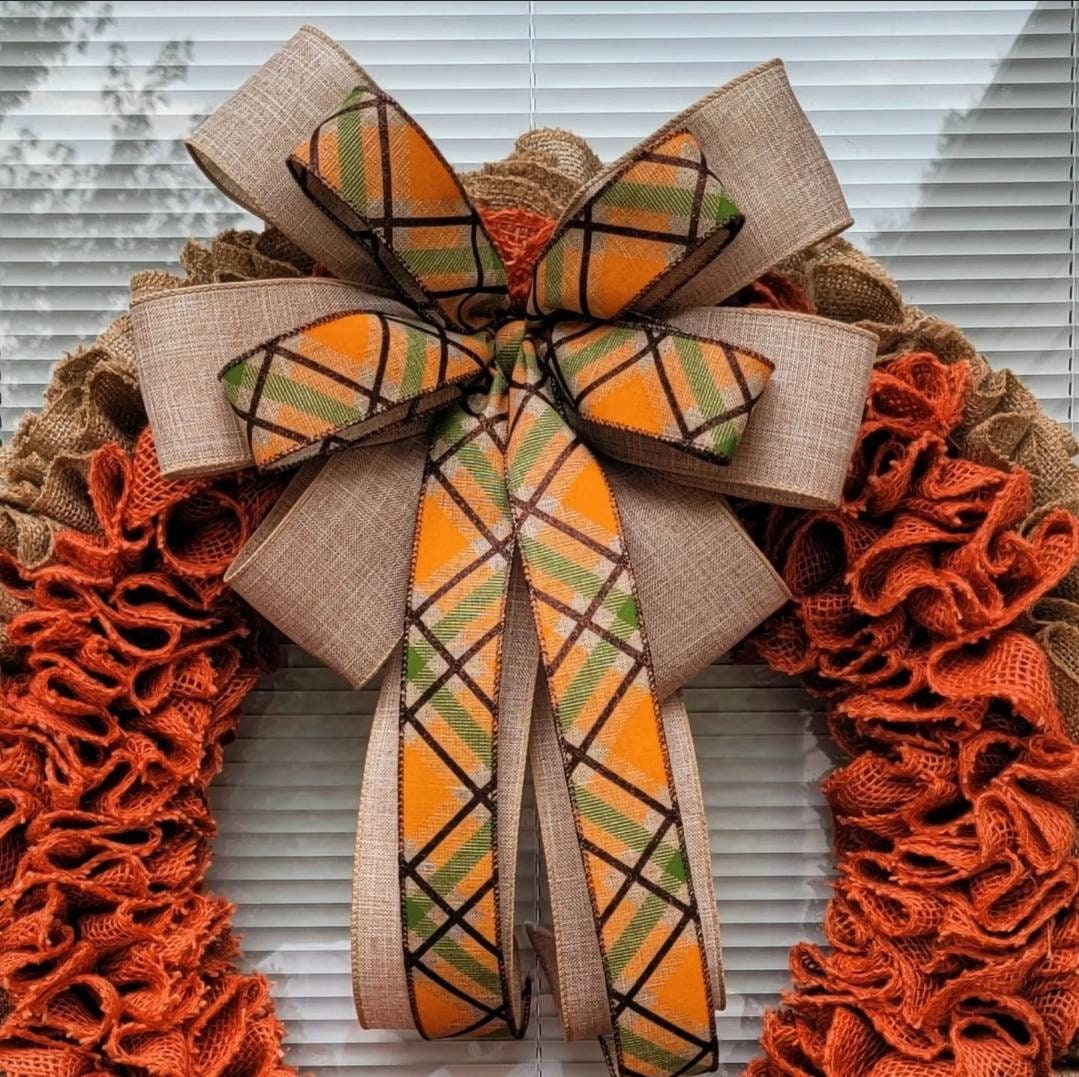 Fall Wreath For Front Door Double Door Wreaths Outdoor Autumn Orange Natural Burlap Harvest Decoration Thanksgiving Porch Decor Home Gifts