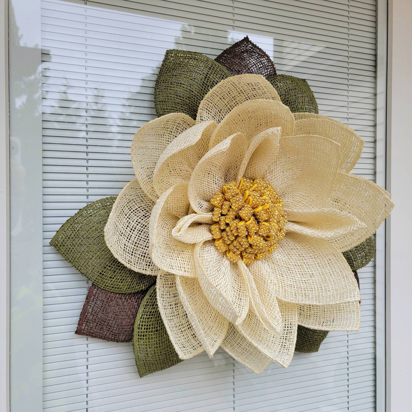 Magnolia Wreath For Front Door, Double Door, Outdoor Spring Summer Fall Winter Home Decor, Year Round Seasonal Decoration, Unique Gift Idea