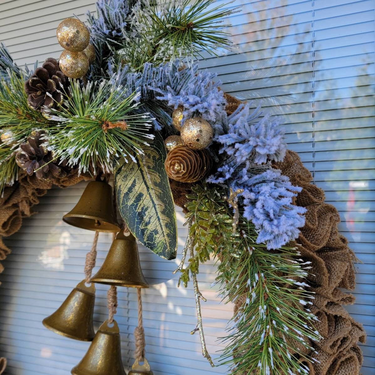 Christmas Wreath For Front Door, Double Door Wreaths, Outside Porch Decor, Outdoor Winter Holiday Decoration, Farmhouse Burlap Wreath, Gift