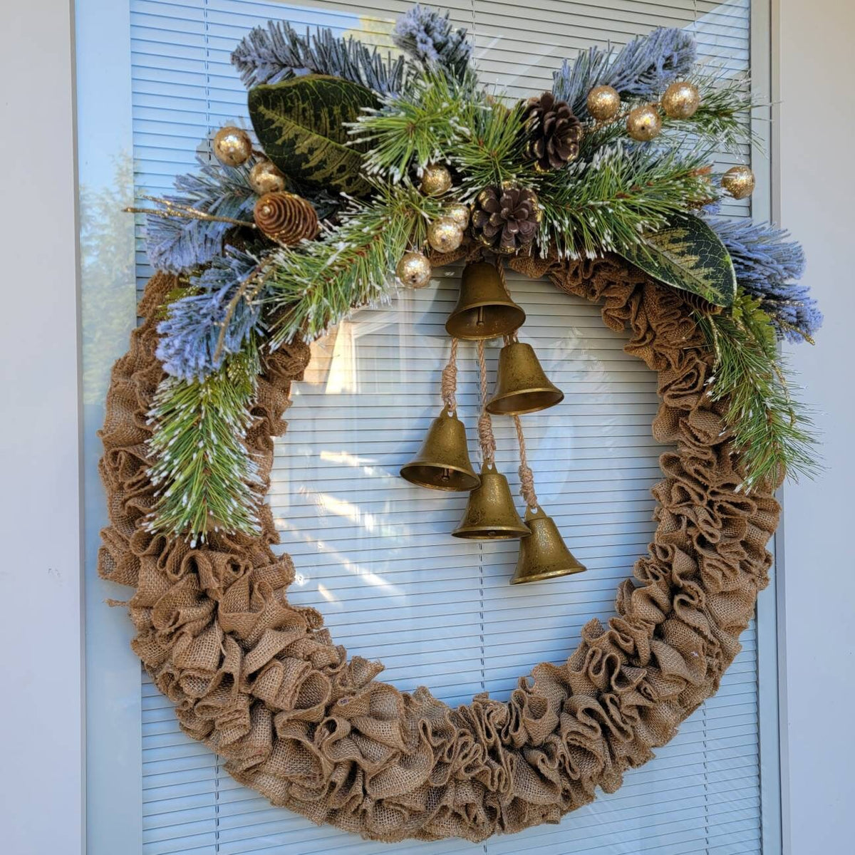 Christmas Wreath For Front Door, Double Door Wreaths, Outside Porch Decor, Outdoor Winter Holiday Decoration, Farmhouse Burlap Wreath, Gift