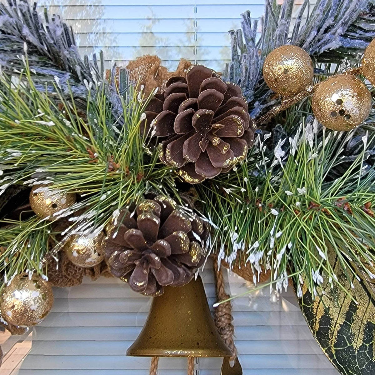 Christmas Wreath For Front Door, Double Door Wreaths, Outside Porch Decor, Outdoor Winter Holiday Decoration, Farmhouse Burlap Wreath, Gift